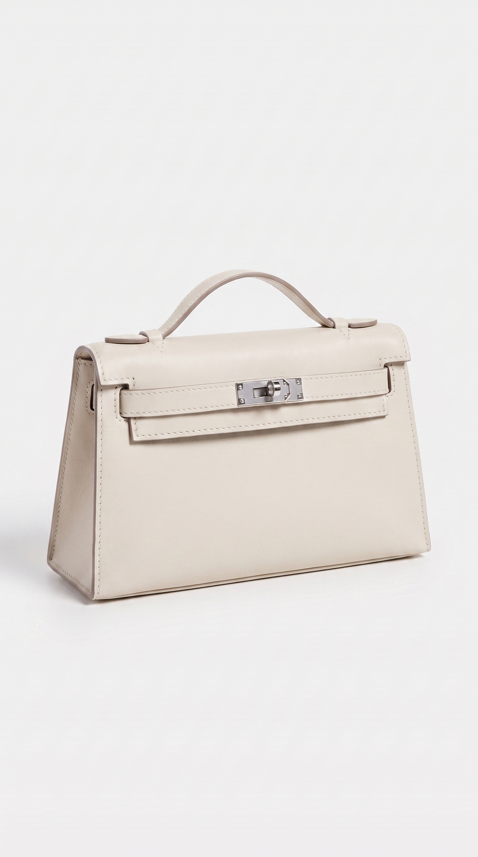 Sofi - Structured Leather Turn-Lock Handle Bag White