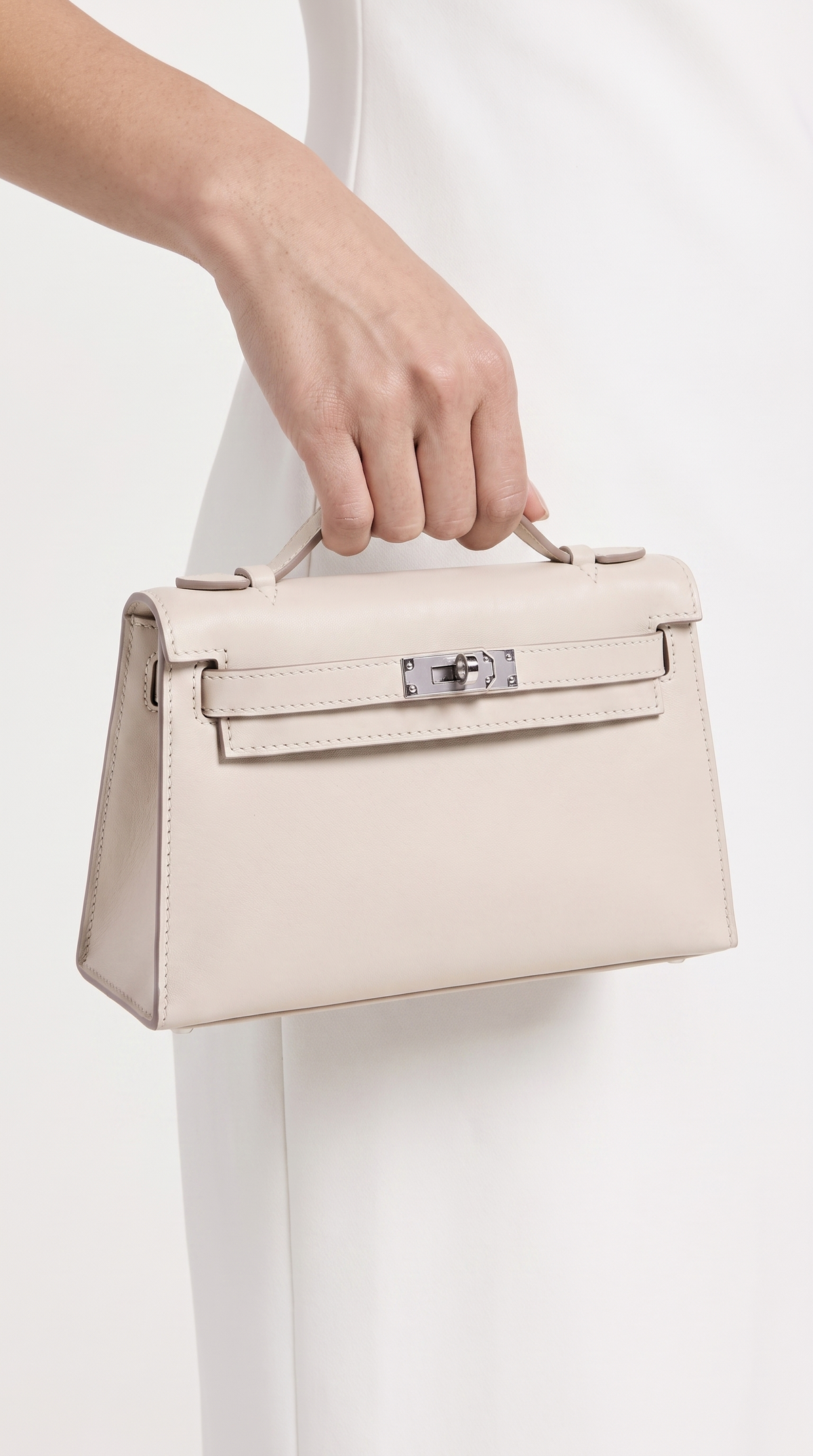 Sofi - Structured Leather Turn-Lock Handle Bag White