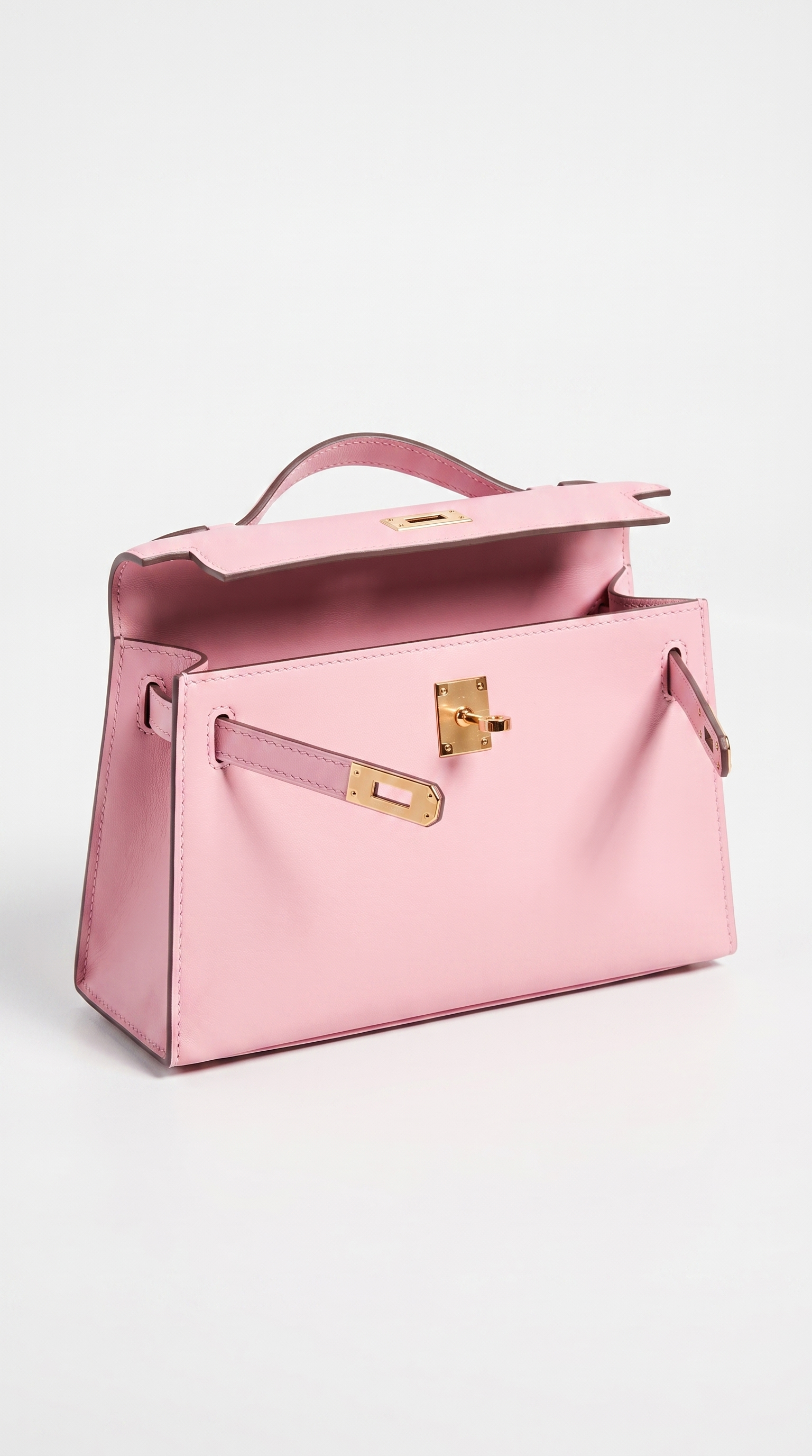 Sofi - Structured Leather Turn-Lock Handle Bag Pink