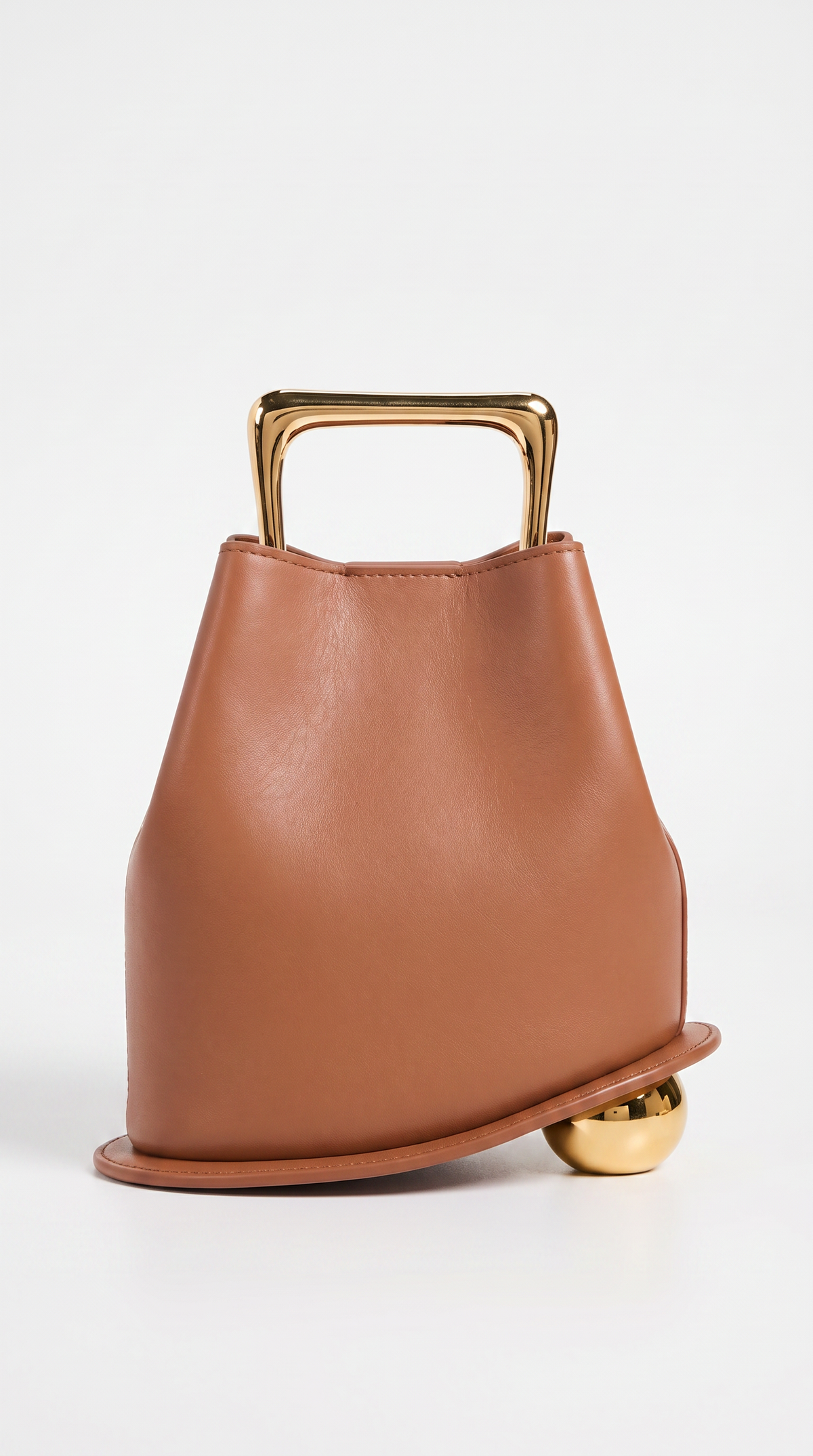 Amo - Sculptural Leather Bucket Bag with Sphere Base