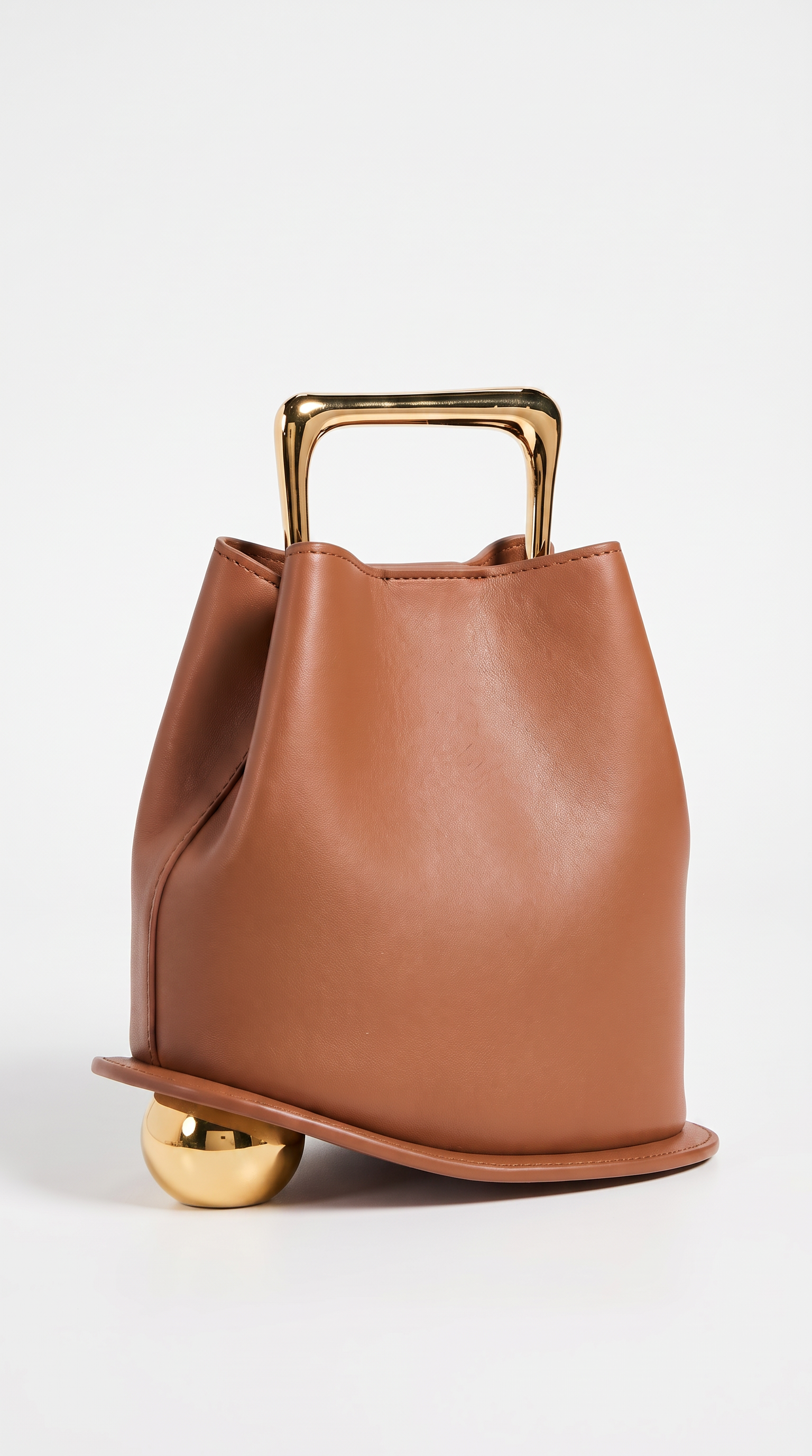 Amo - Sculptural Leather Bucket Bag with Sphere Base