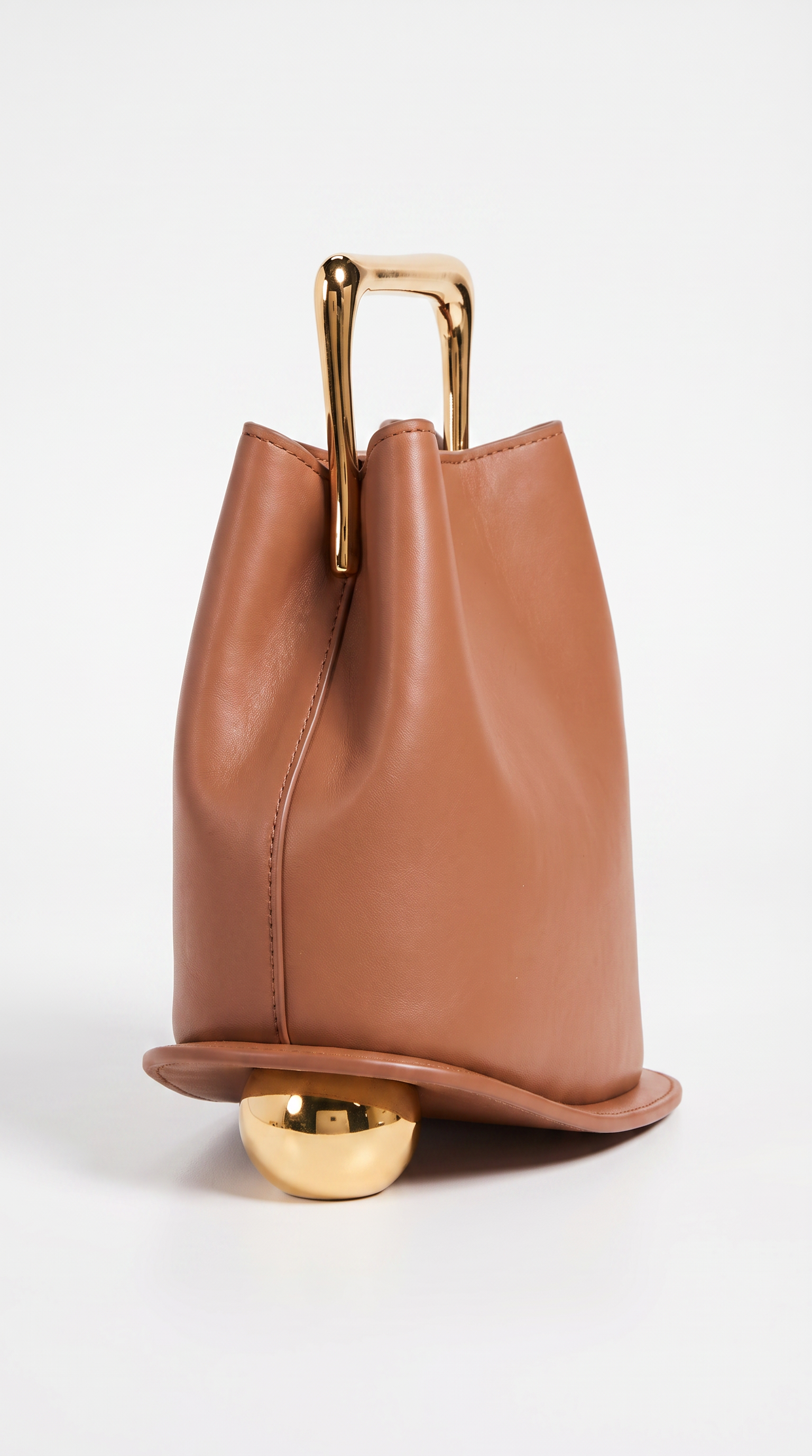 Amo - Sculptural Leather Bucket Bag with Sphere Base