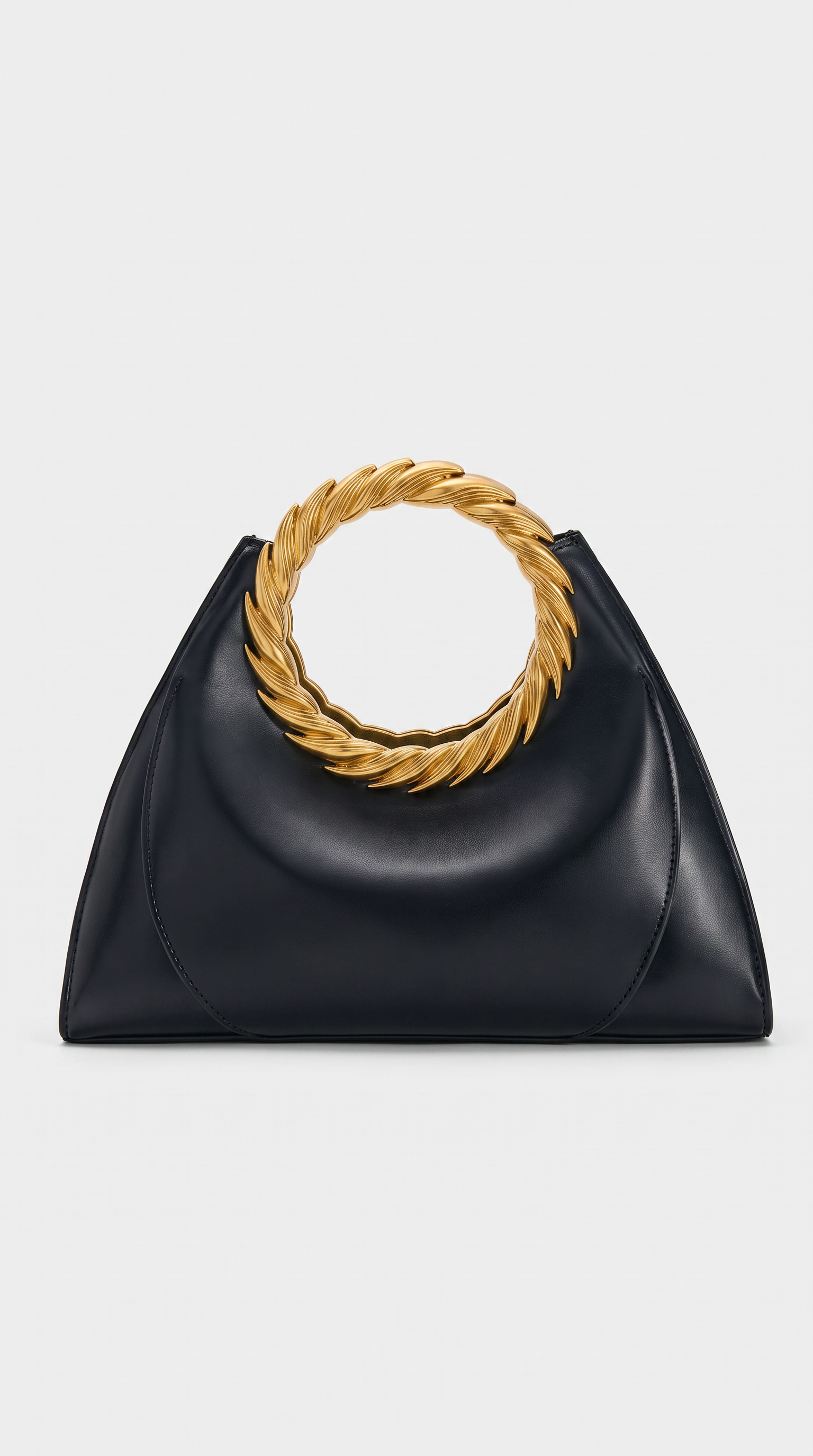 Lyra - Sculptural Twisted-Handle Leather Tote Bag Black