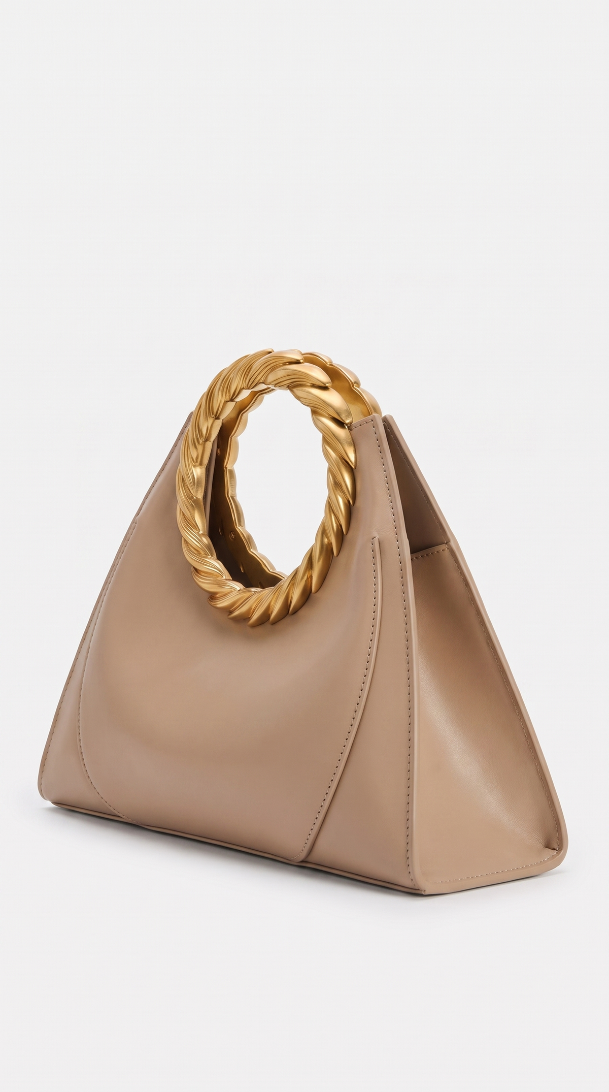 Lyra - Sculptural Twisted-Handle Leather Tote Bag Brown