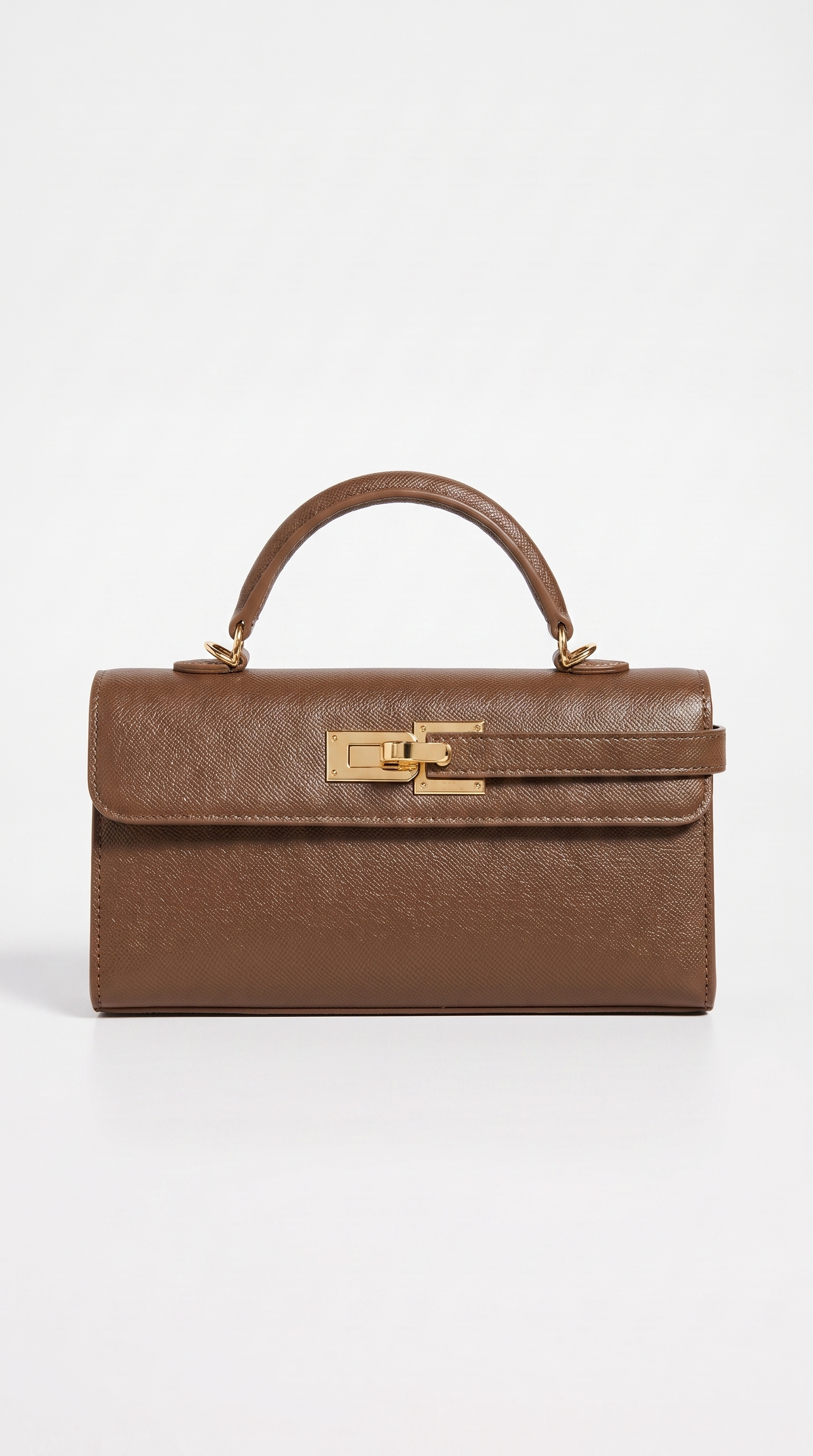 Veva - Pebbled Leather Lock Bag Brown