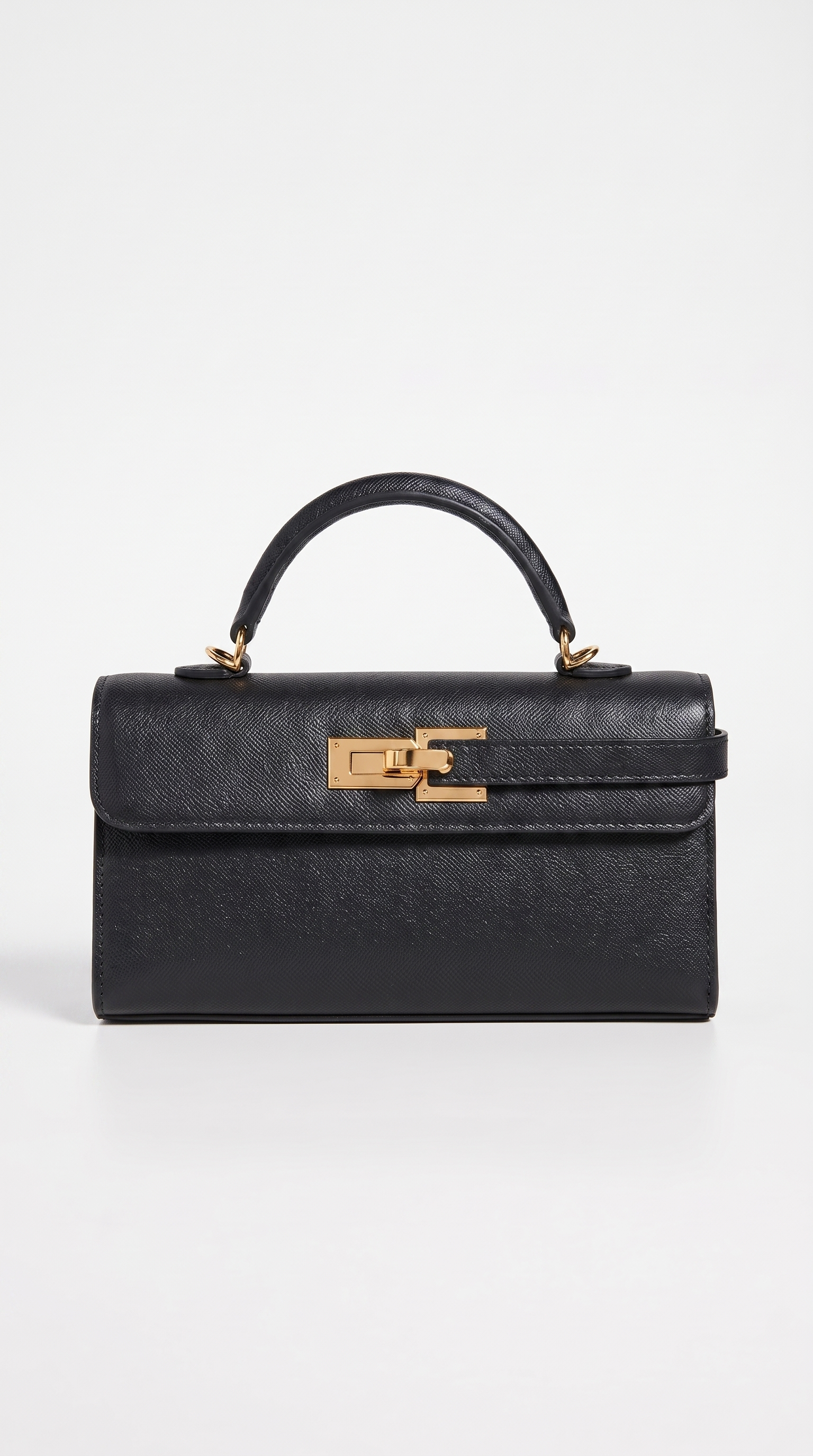 Veva - Pebbled Leather Lock Bag Black