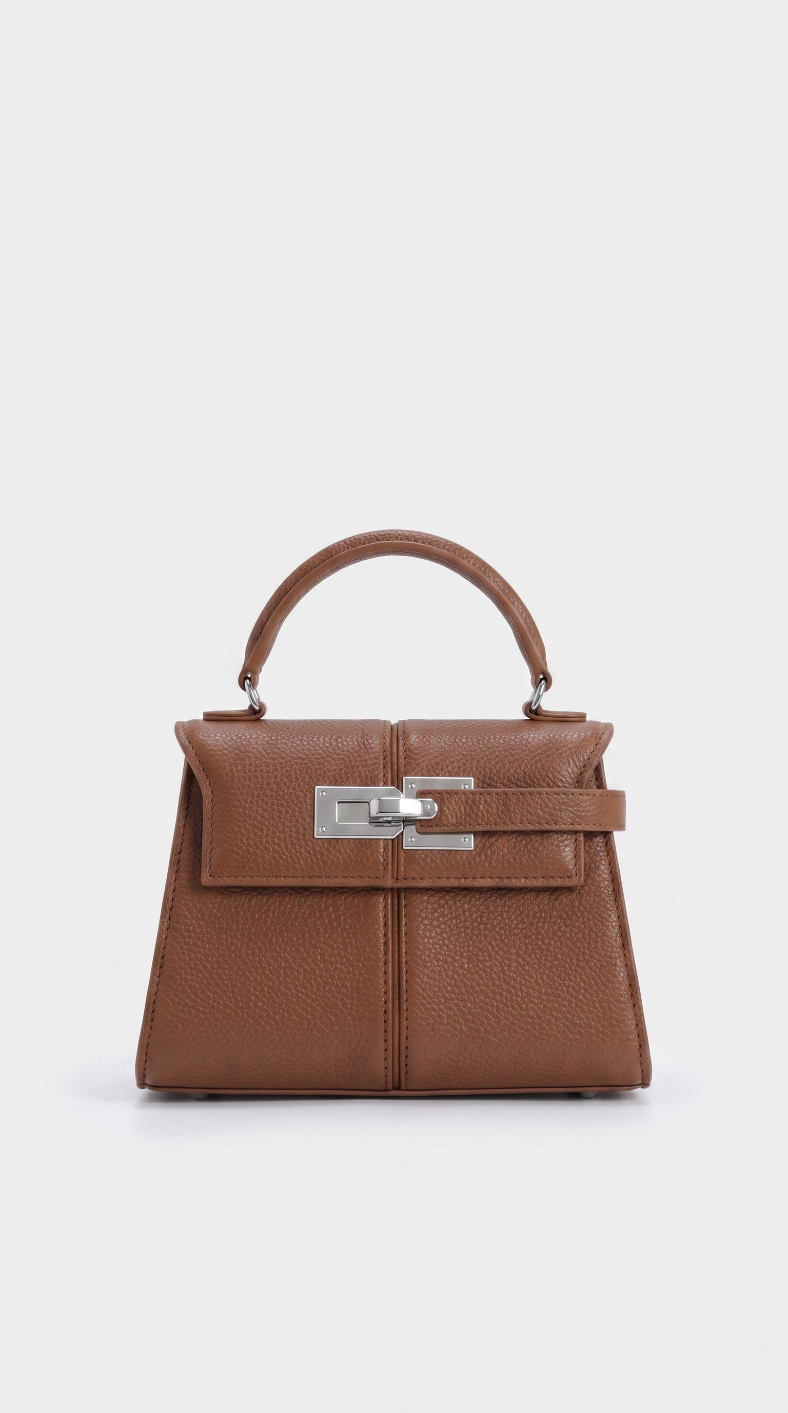 Misi - Pebbled Leather Lock Bag Brown
