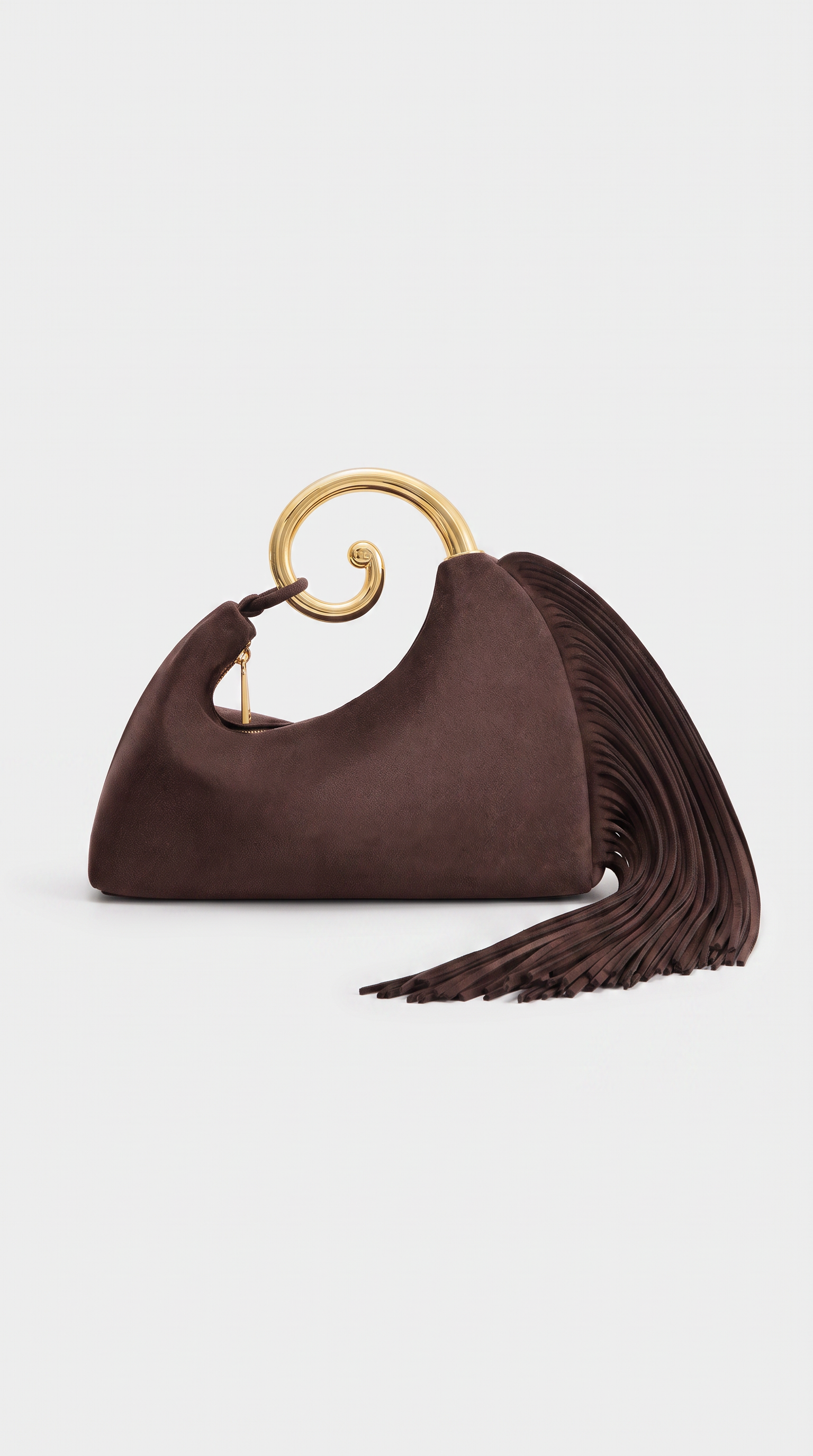 Ria - Fringe Suede Spiral-Handle Shoulder Bag