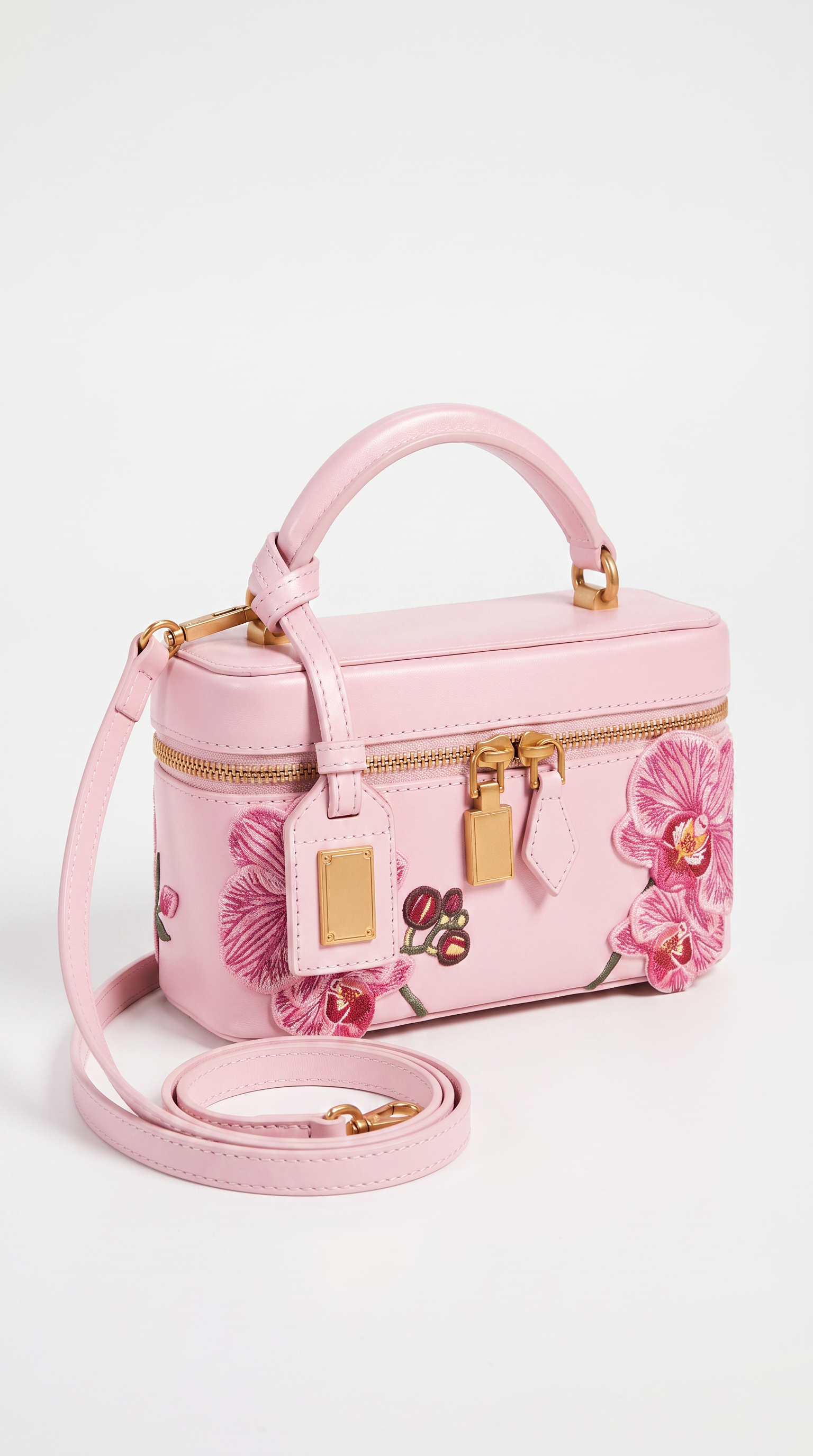 Kiri - Floral Embroidered Satin Vanity Bag Pink