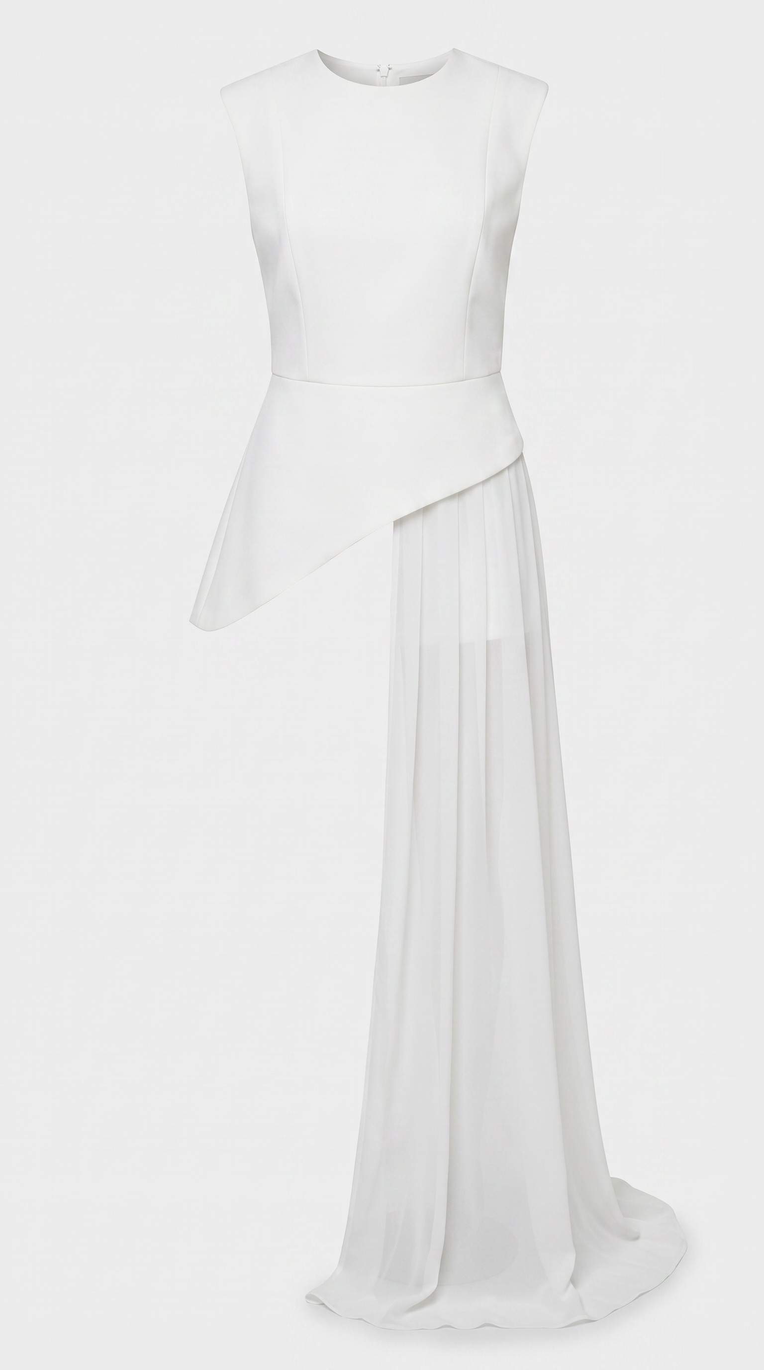 Mara - Top peplum asimétrico con drapeado de gasa blanco