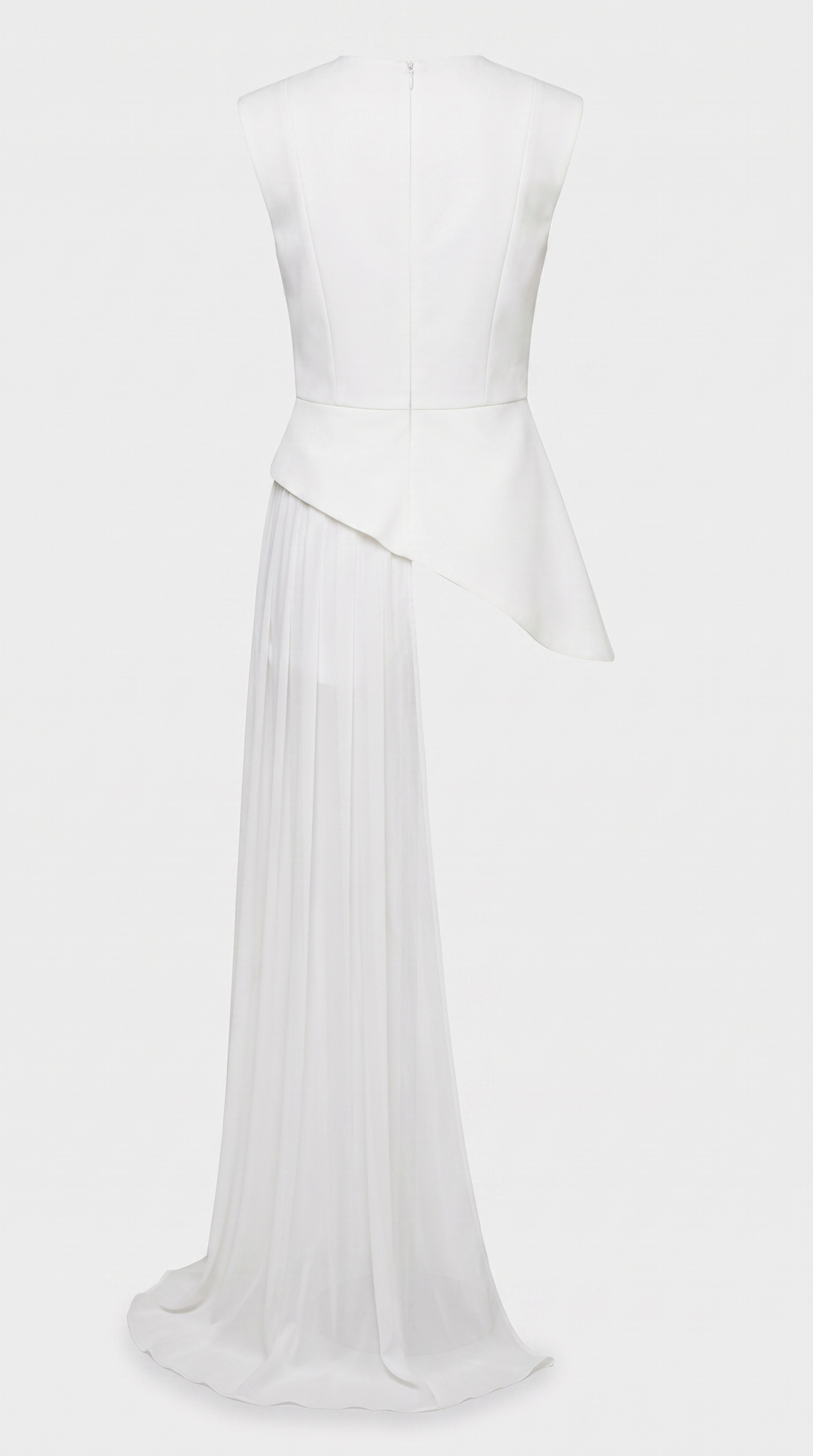Mara - Top peplum asimétrico con drapeado de gasa blanco