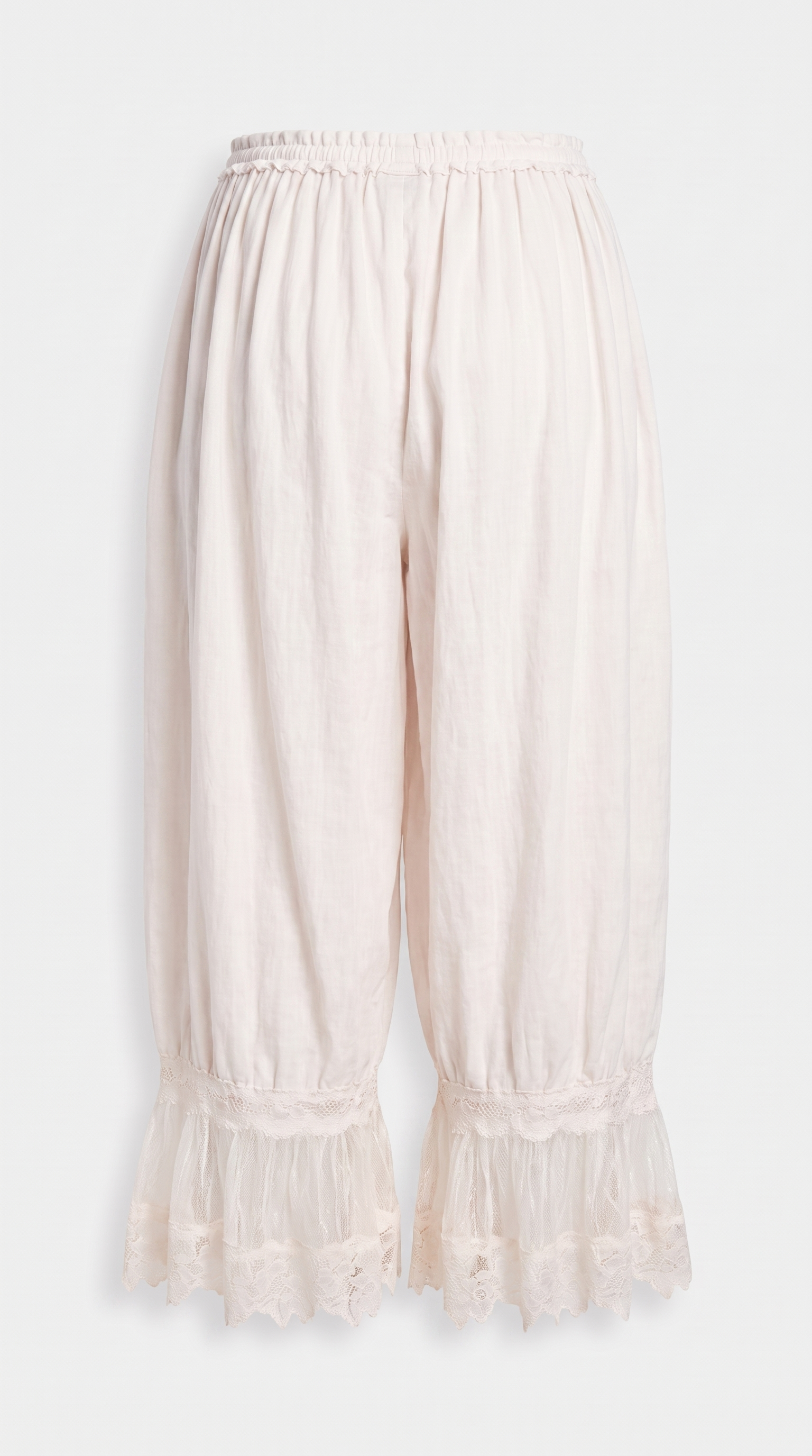 Pino - Lace-Trimmed Gathered Bloomer Pants White