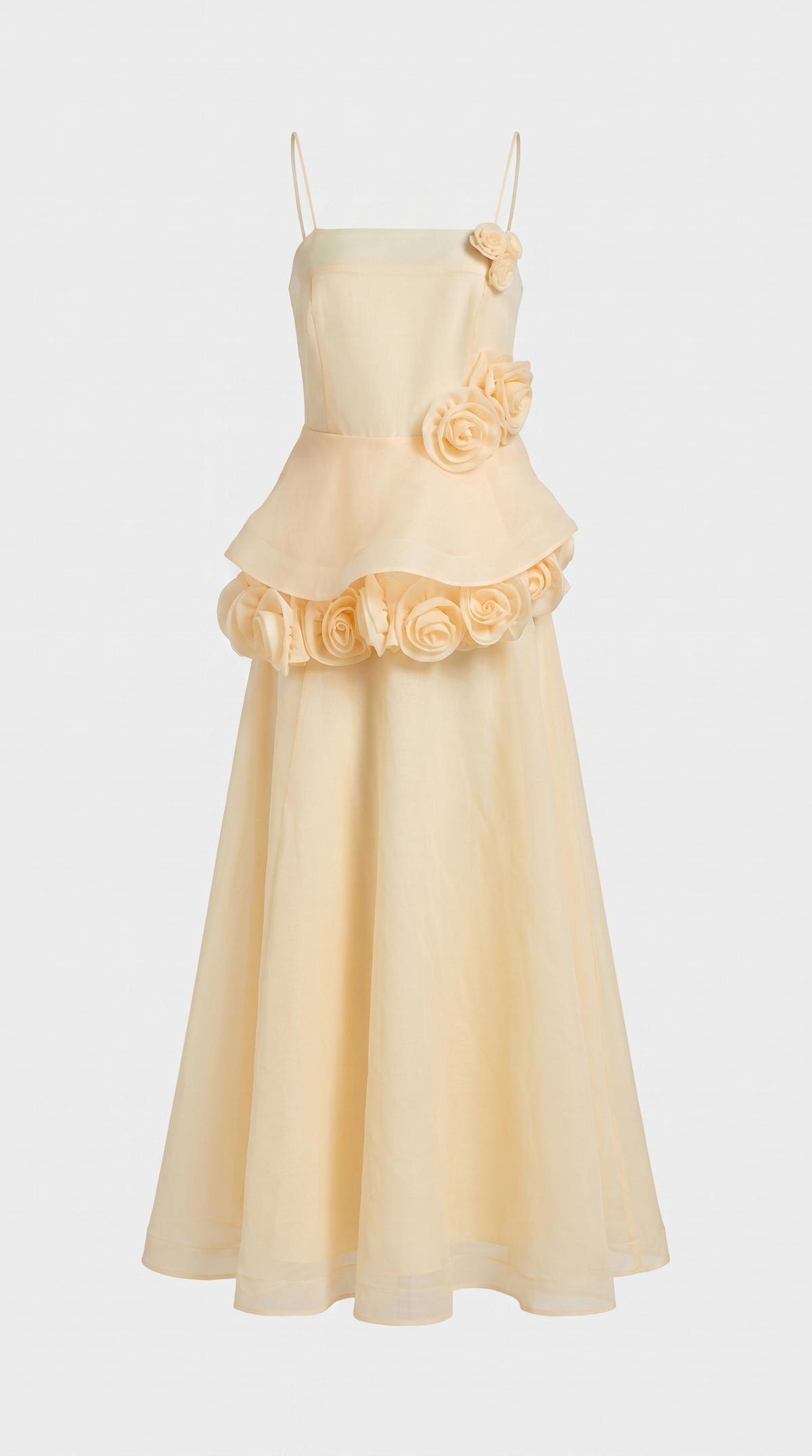 Roda - 3D Rosette Peplum Maxi Dress Yellow