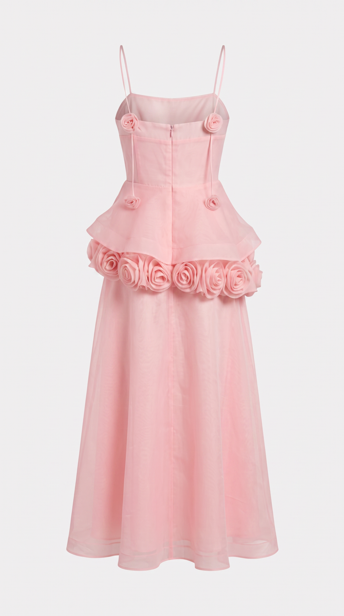 Roda - 3D Rosette Peplum Maxi Dress Pink