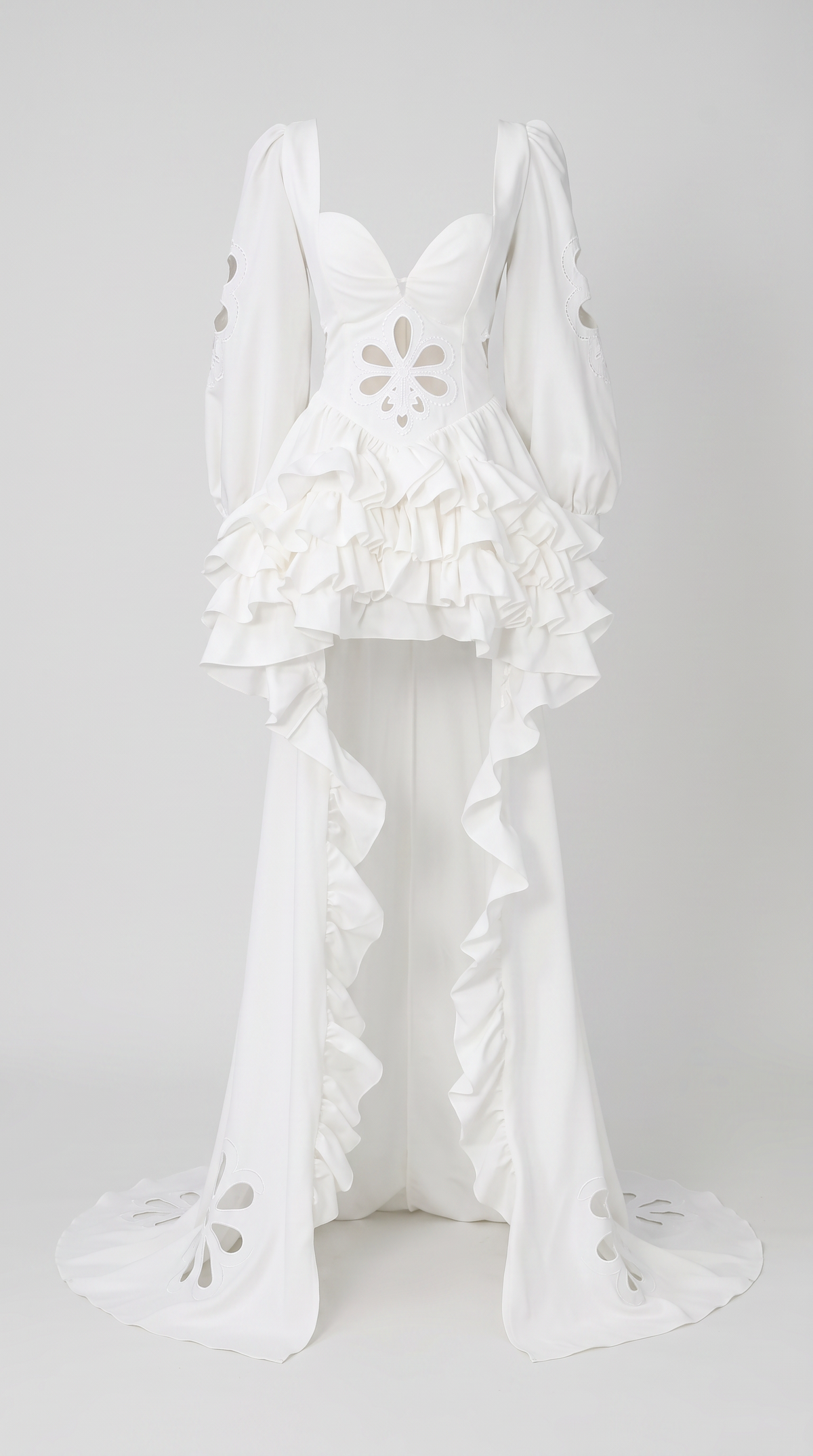 Porto - Ruffled Cutout High-Low Gown White