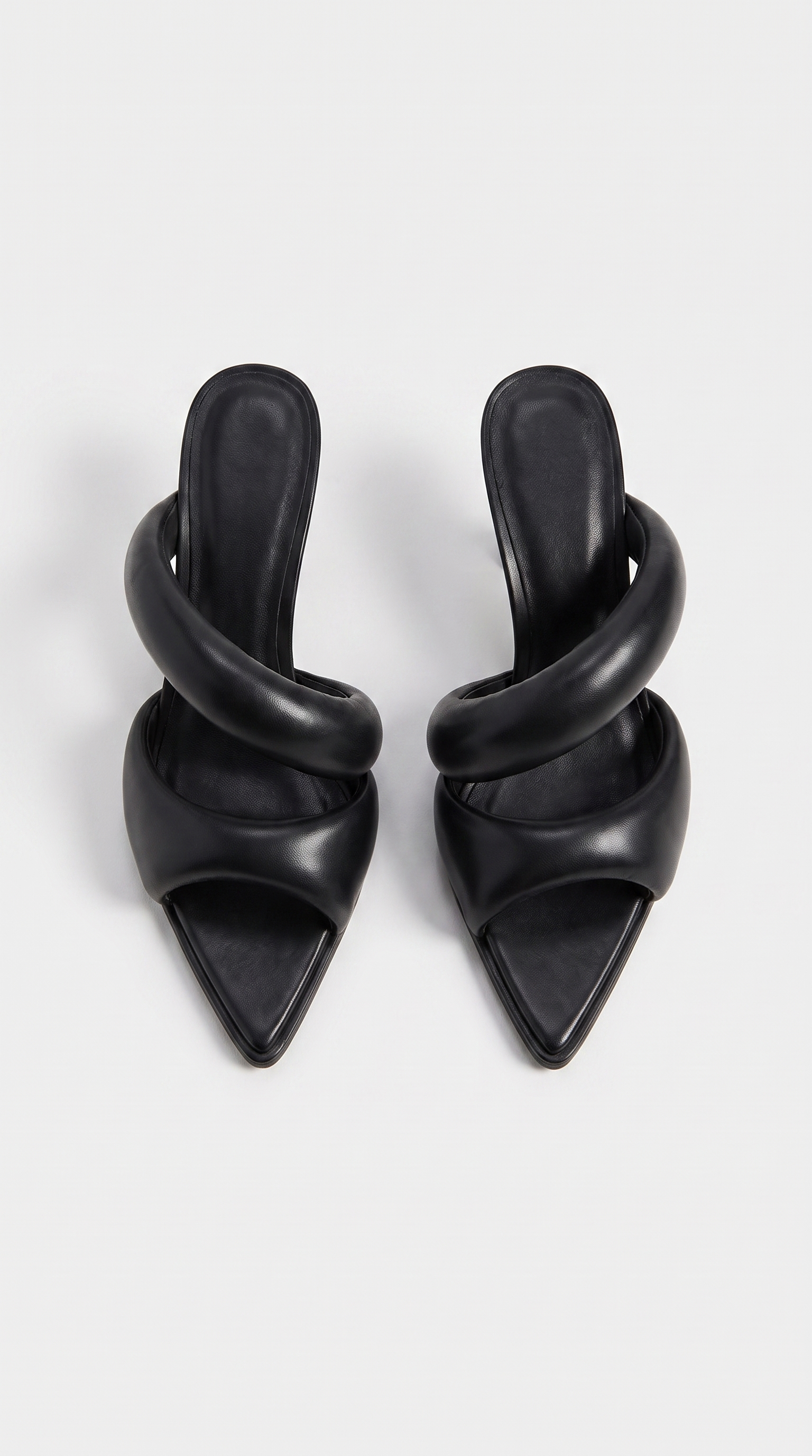 Vura - Padded Tubular Strap Pointed-Toe Mule Sandals Black