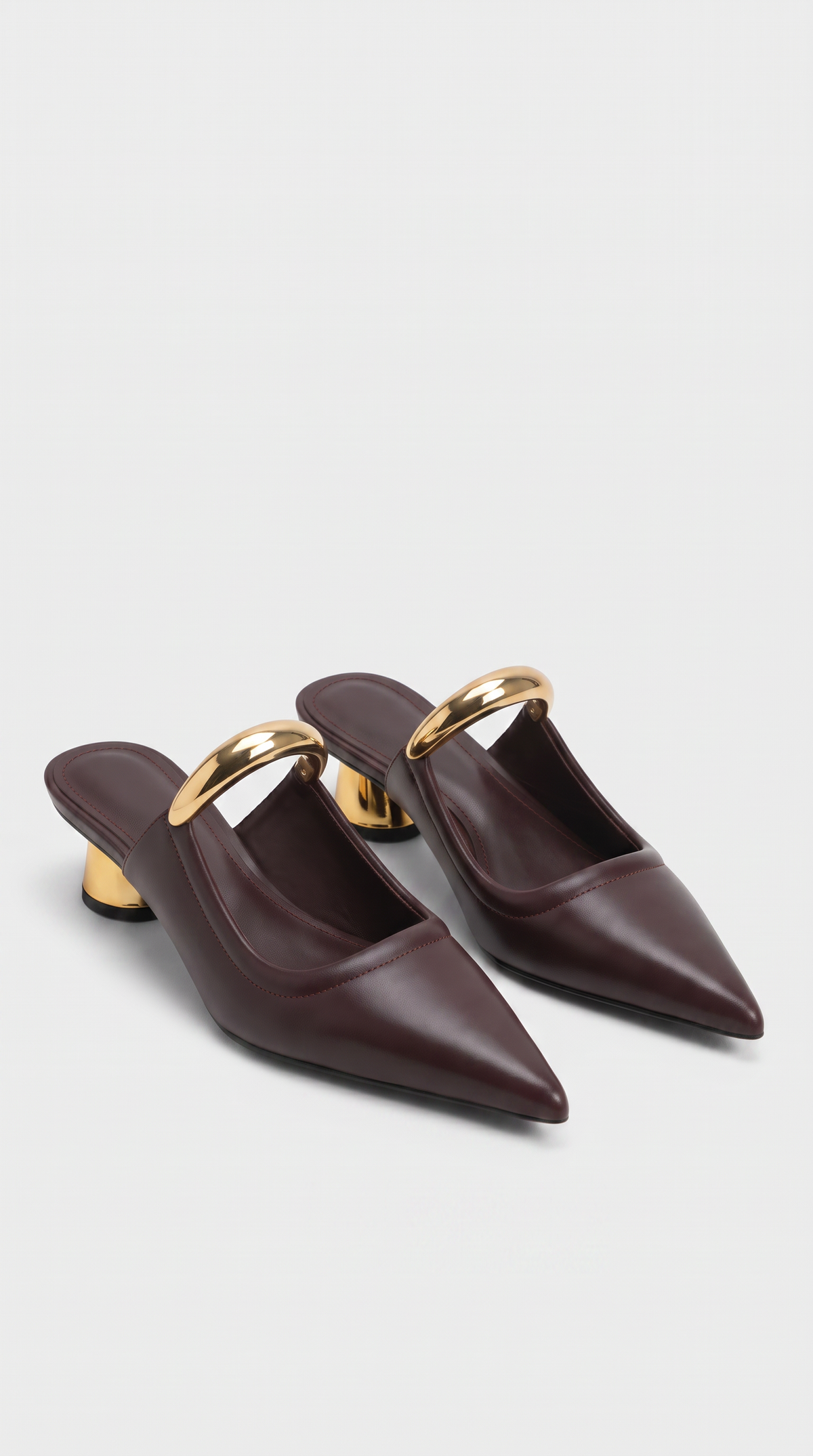 Koma - Metallic Strap Pointed-Toe Leather Mules Brown