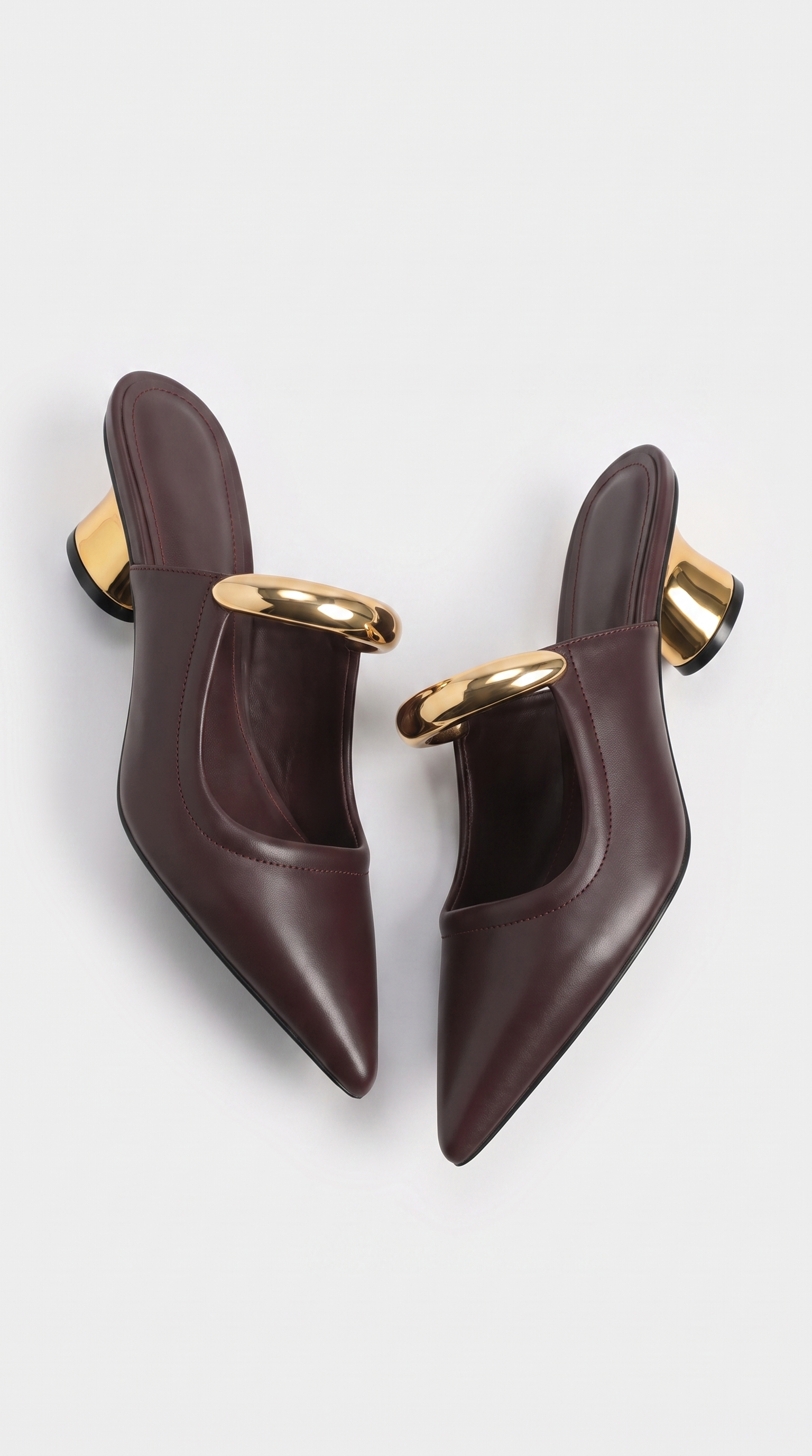 Koma - Metallic Strap Pointed-Toe Leather Mules Brown
