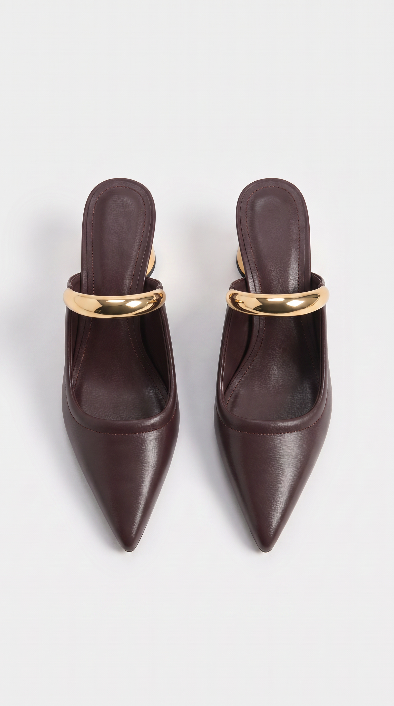 Koma - Metallic Strap Pointed-Toe Leather Mules Brown