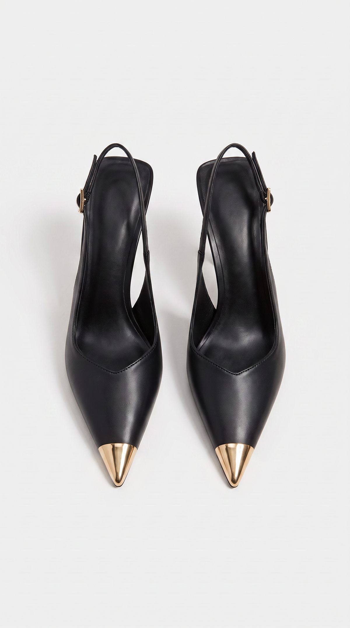 Aver - Metallic Toe Cap Slingback Stiletto Heels Black