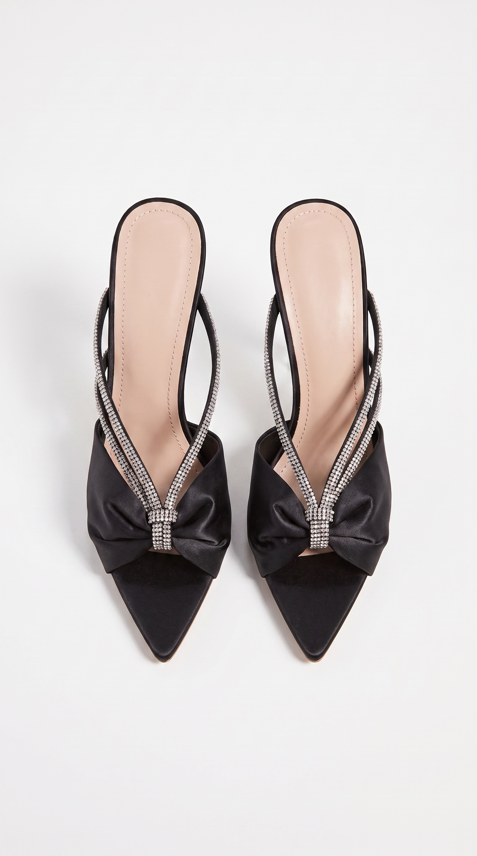 Nero - Rhinestone Knot Satin Lucite Heels Black