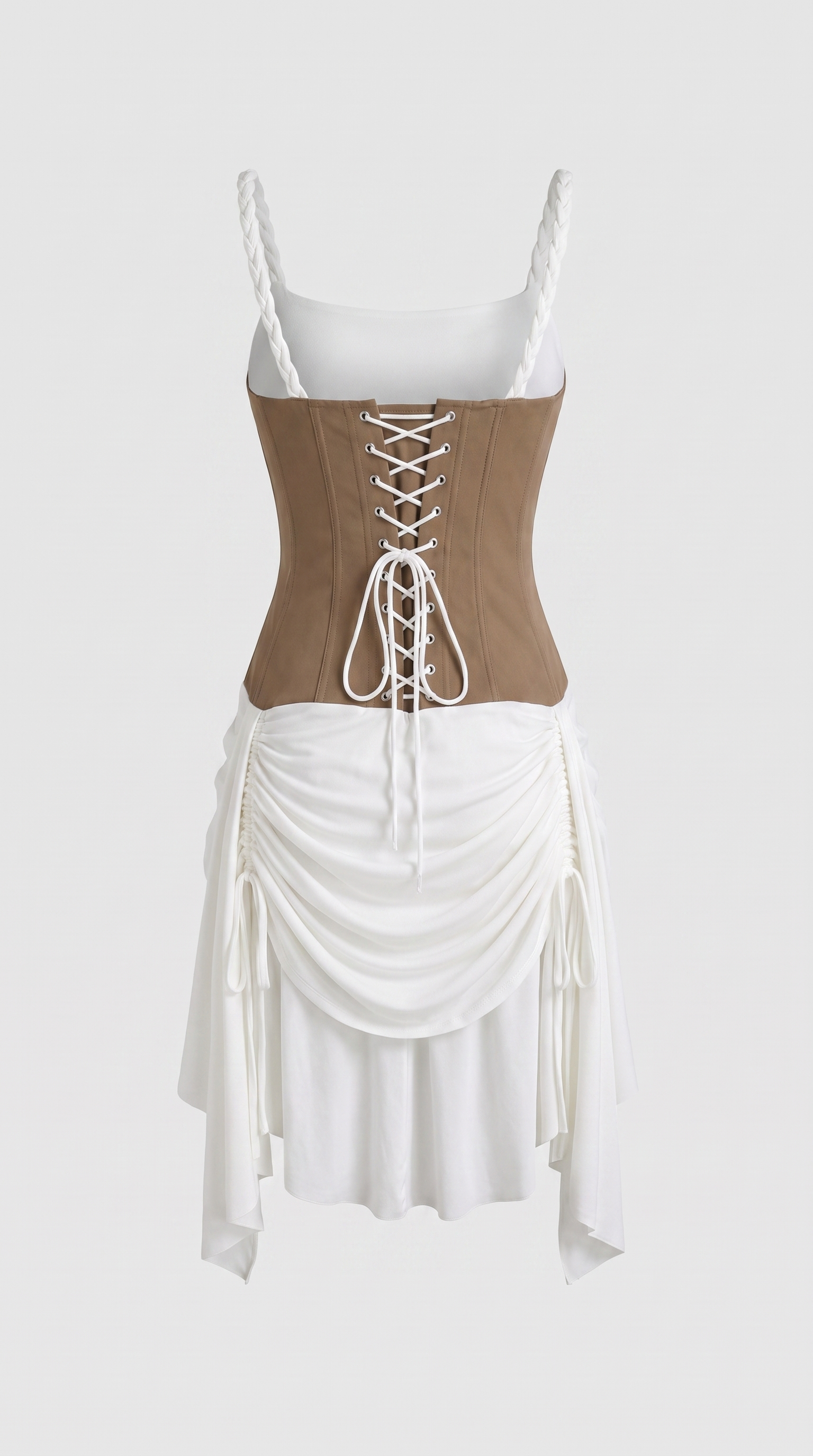 Ansa - Scalloped Corset Draped Mini Dress