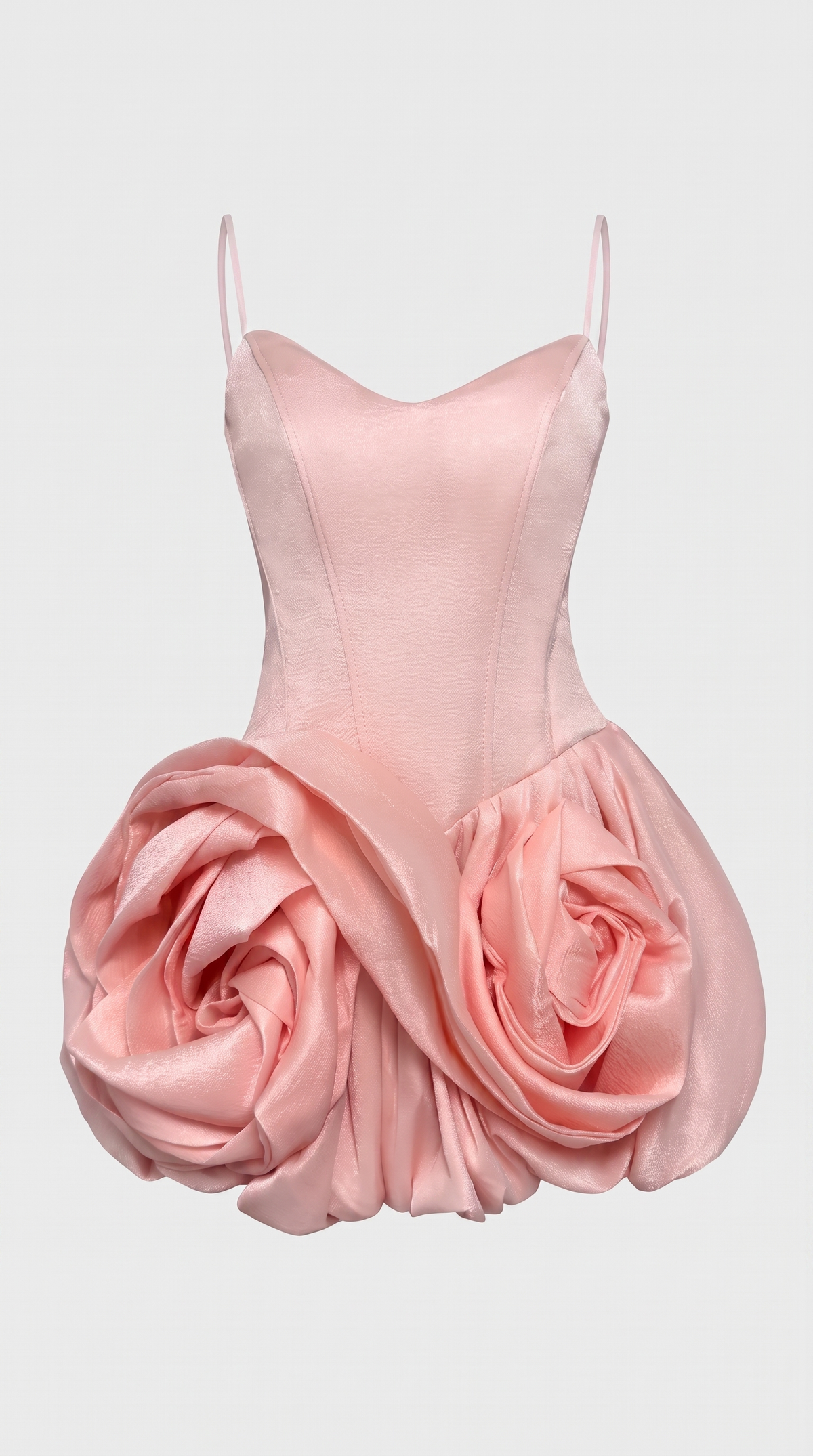 Azaf - 3D Rosette Bubble-Hem Corset Mini Dress Pink