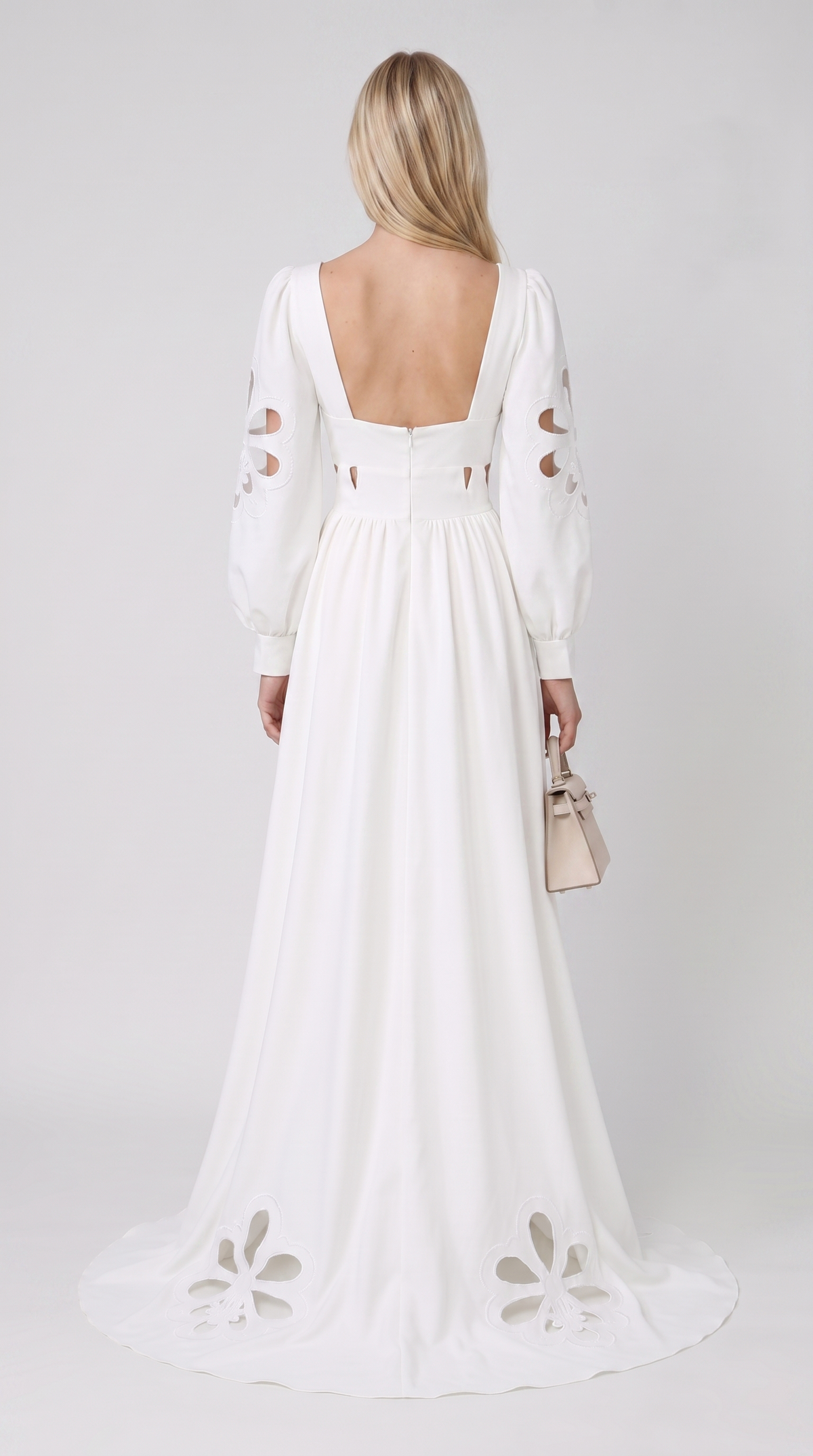 Porto - Ruffled Cutout High-Low Gown White