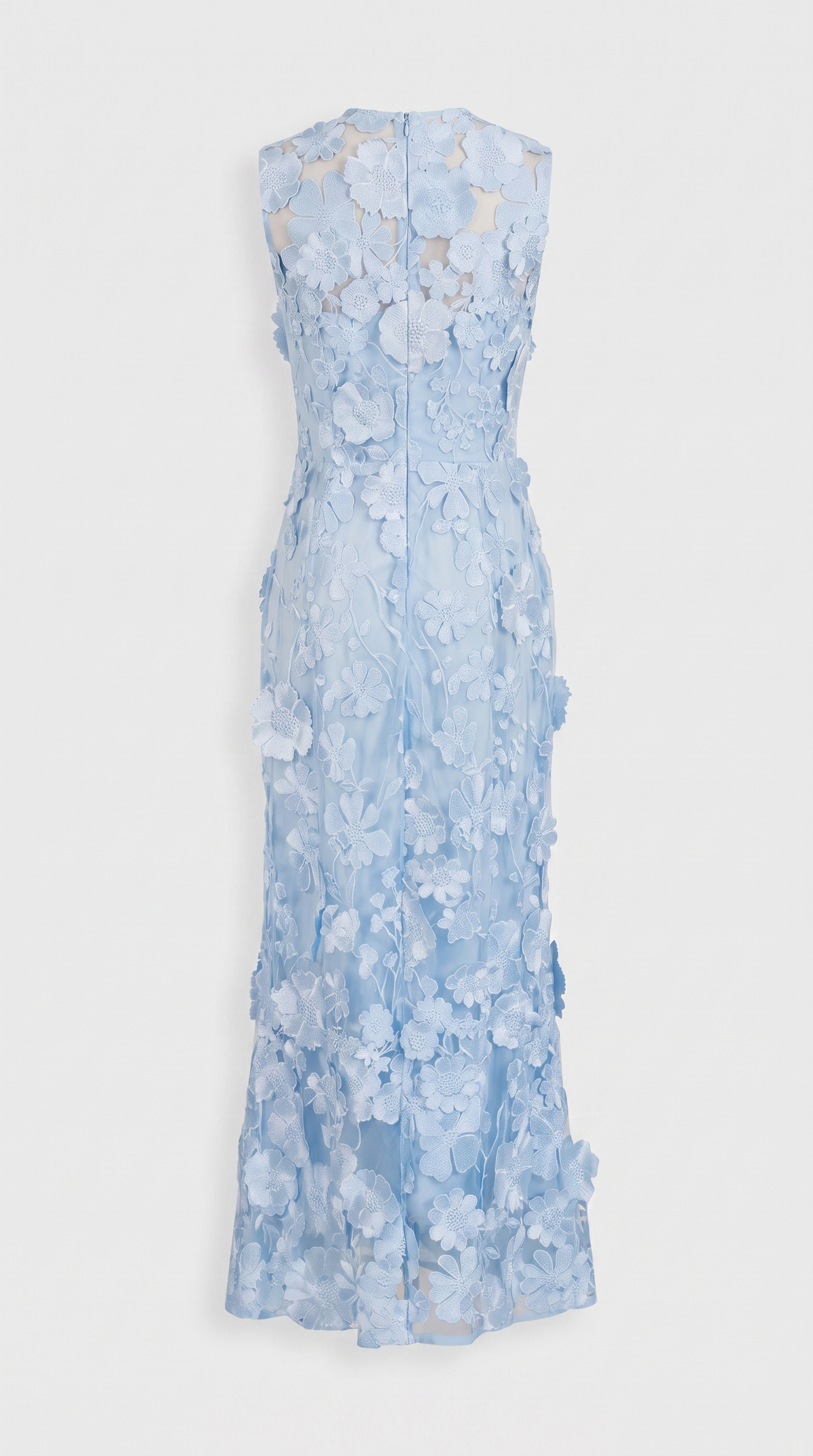 Kyma - 3D Floral Appliqué Sleeveless Column Maxi Dress Blue