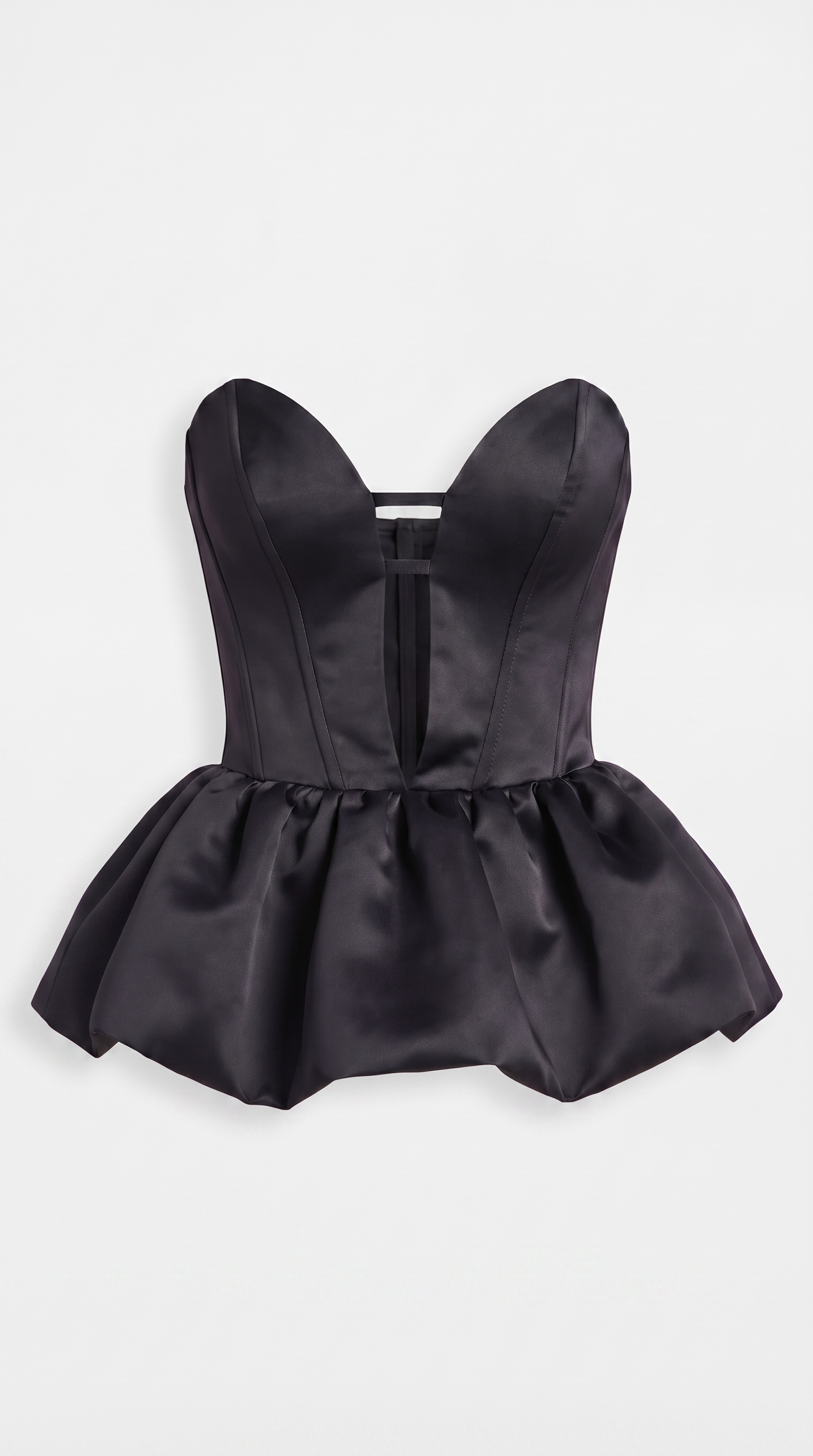 Salina - Strapless Cutout Plunge Peplum Corset Top Black