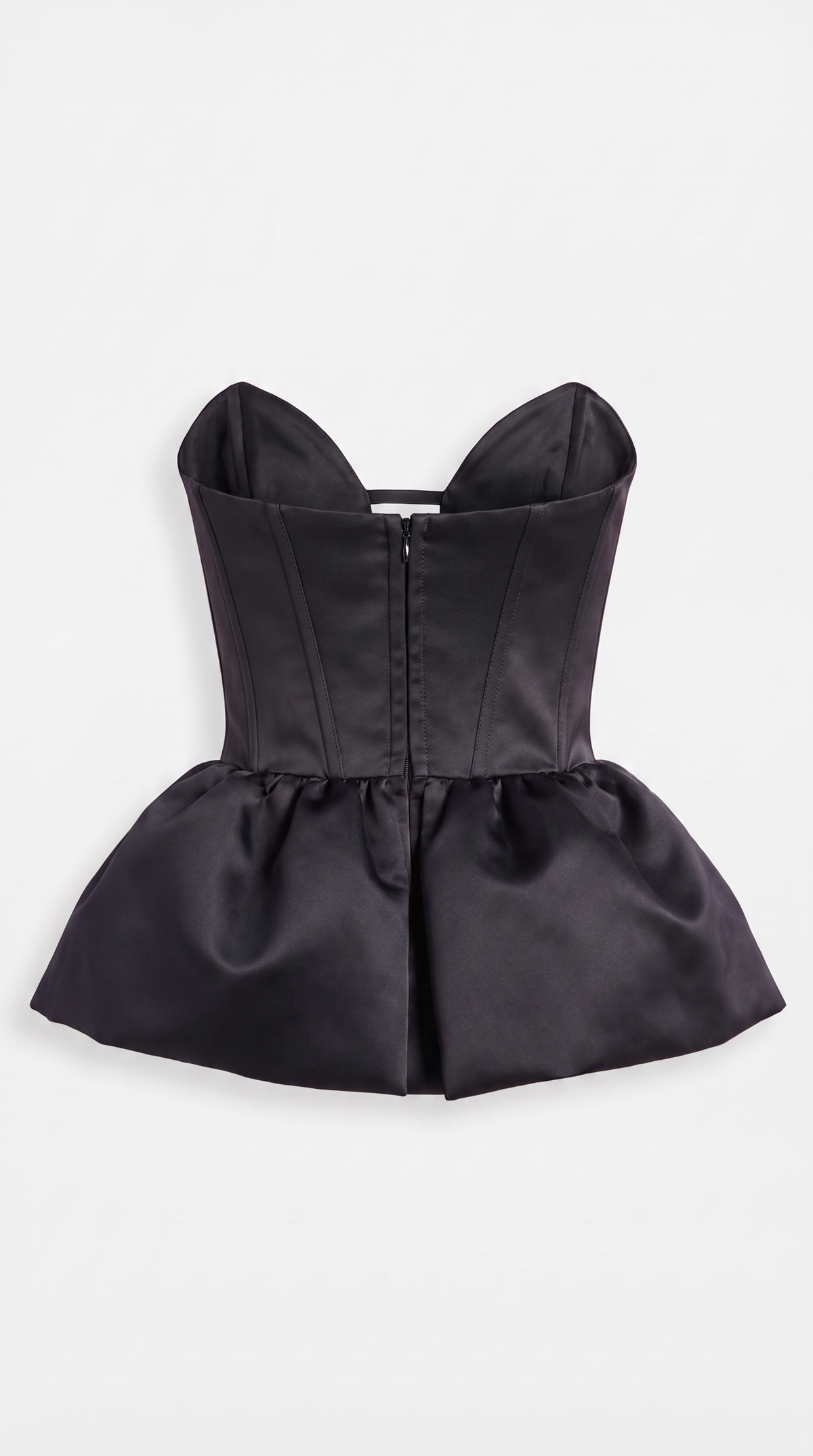 Salina - Strapless Cutout Plunge Peplum Corset Top Black