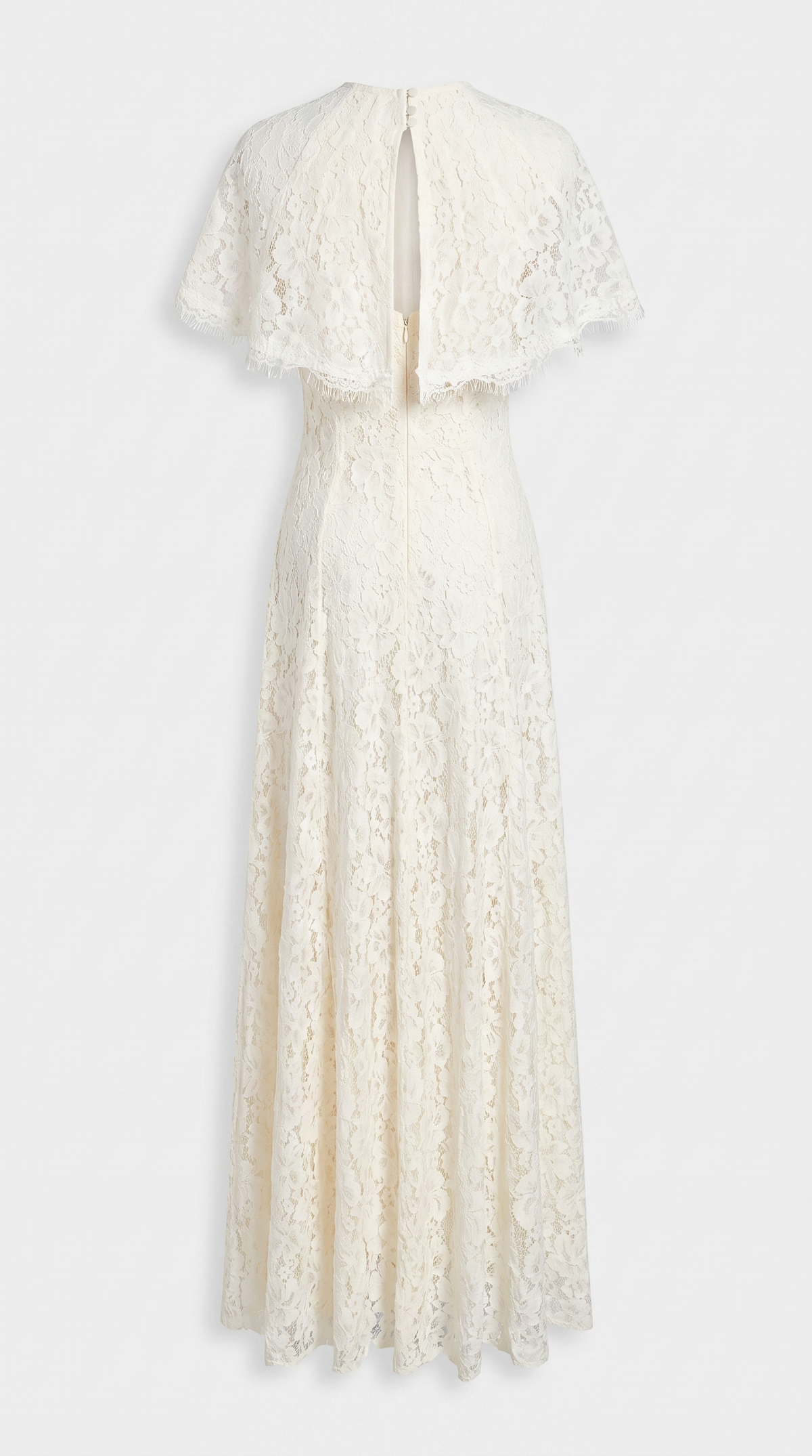 Elba - Lace Maxi Slip Dress with Detachable Capelet Ivory