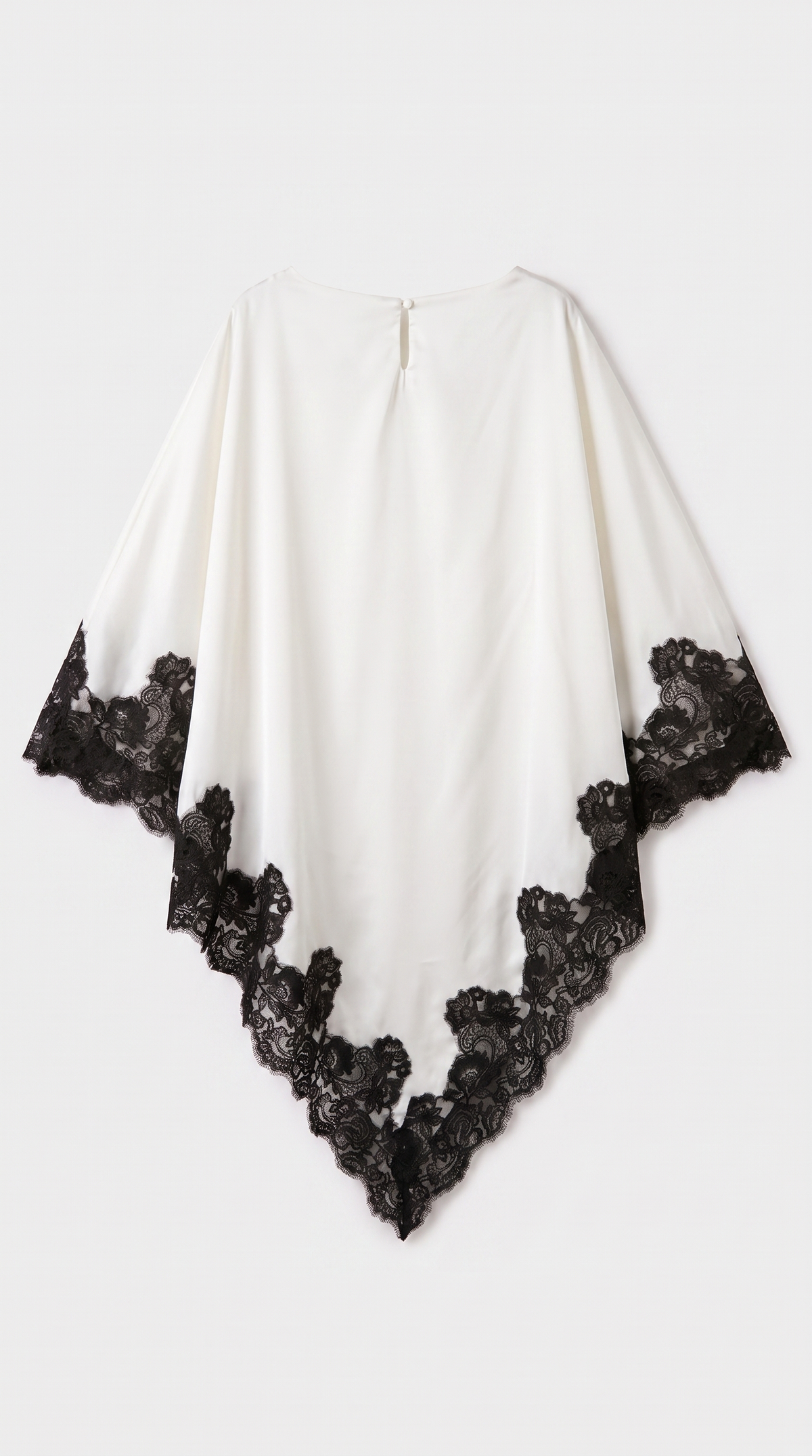 Anima - Lace-Trimmed Handkerchief Cape Top & Wide-Leg Pants Set White
