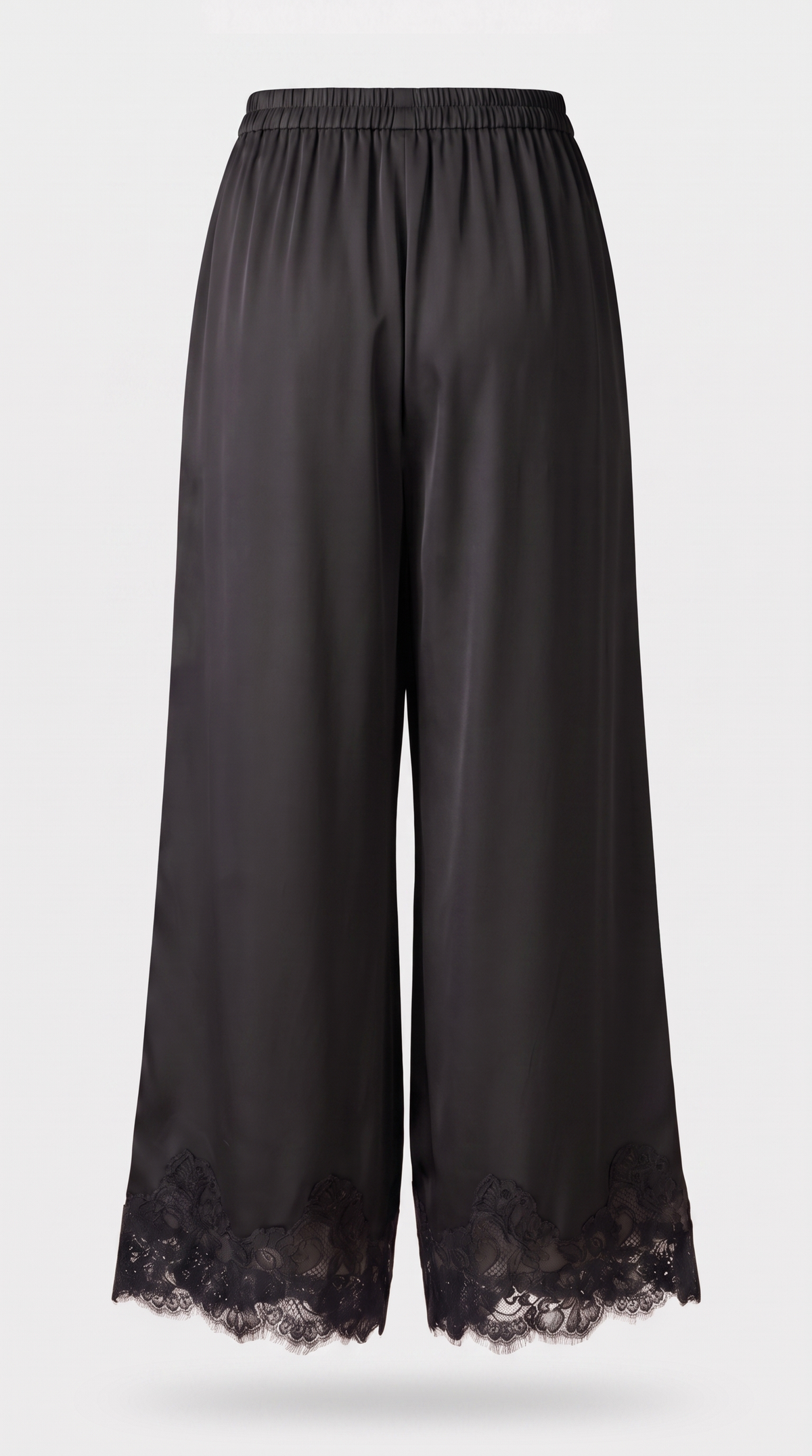 Anima - Lace-Trimmed Handkerchief Cape Top & Wide-Leg Pants Set Black