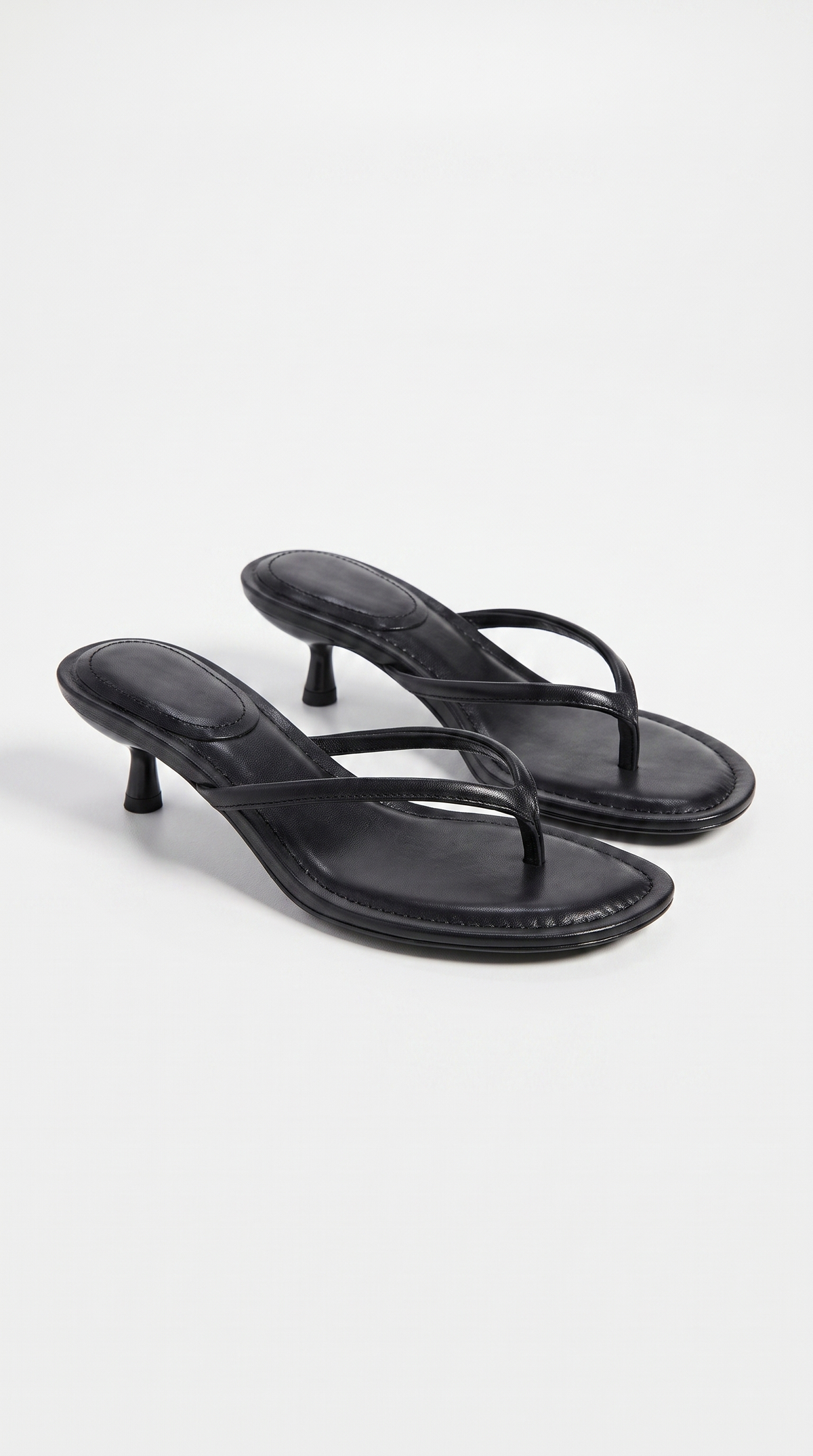 Tivoli - Minimalist Thong Kitten-Heel Mules Black