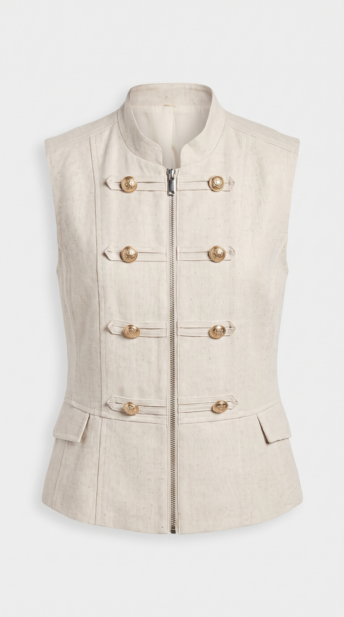 Casi - Military Zipped Vest & Pleated Shorts Set