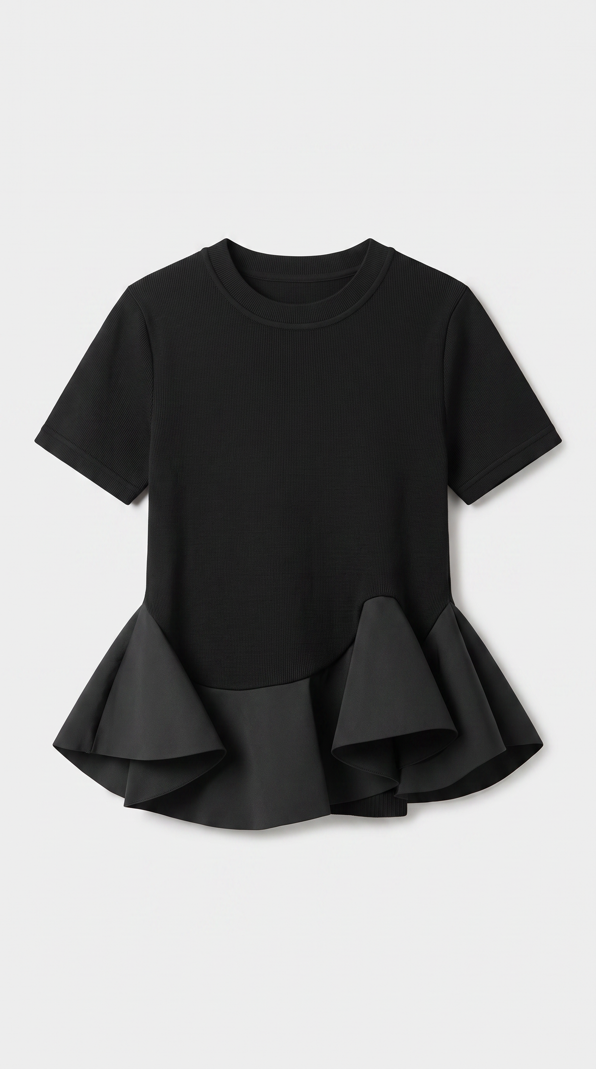 Solema – Asymmetric Peplum Knit Top Black