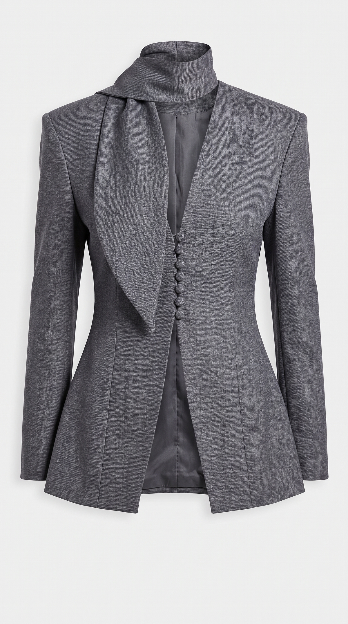 Brera – Scarf-Neck Hourglass Tailored Blazer Gray
