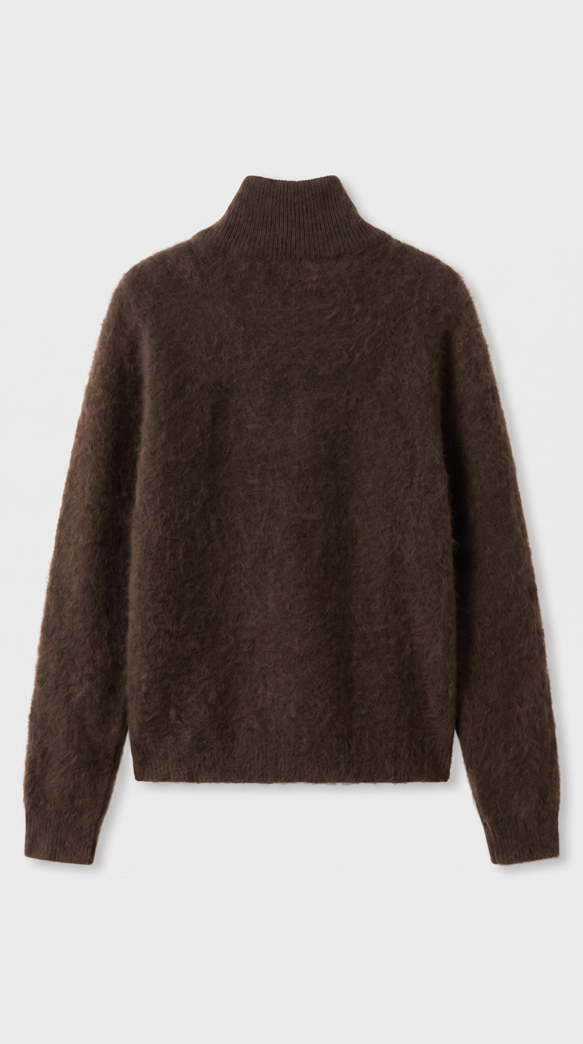 Modena – Brushed Yak Wool Zip-Up Knit Jacket Brown