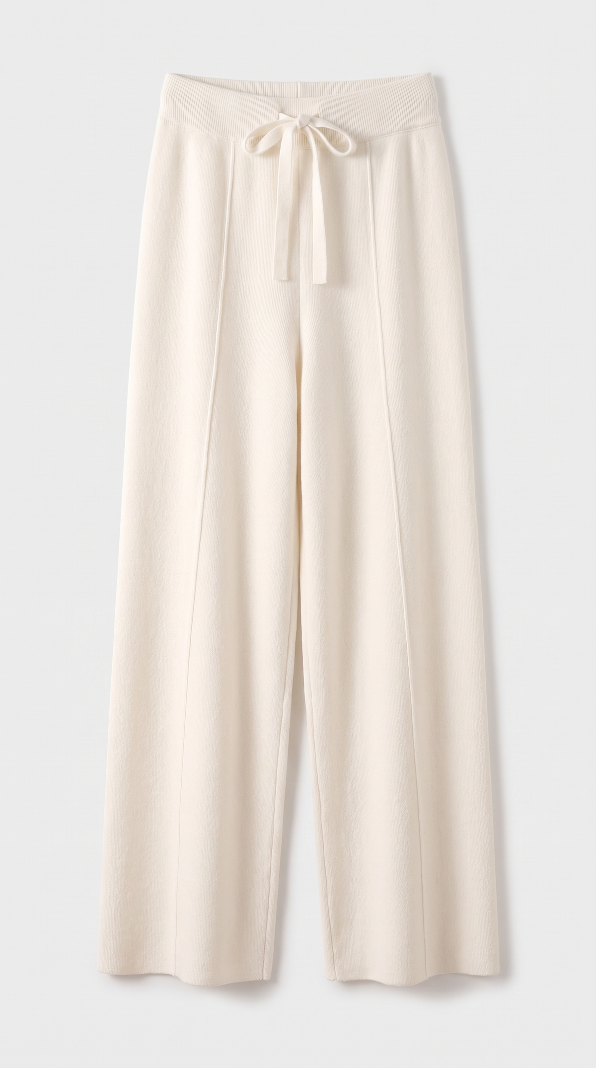 Pienza – Wool Wide-Leg Knit Trousers White