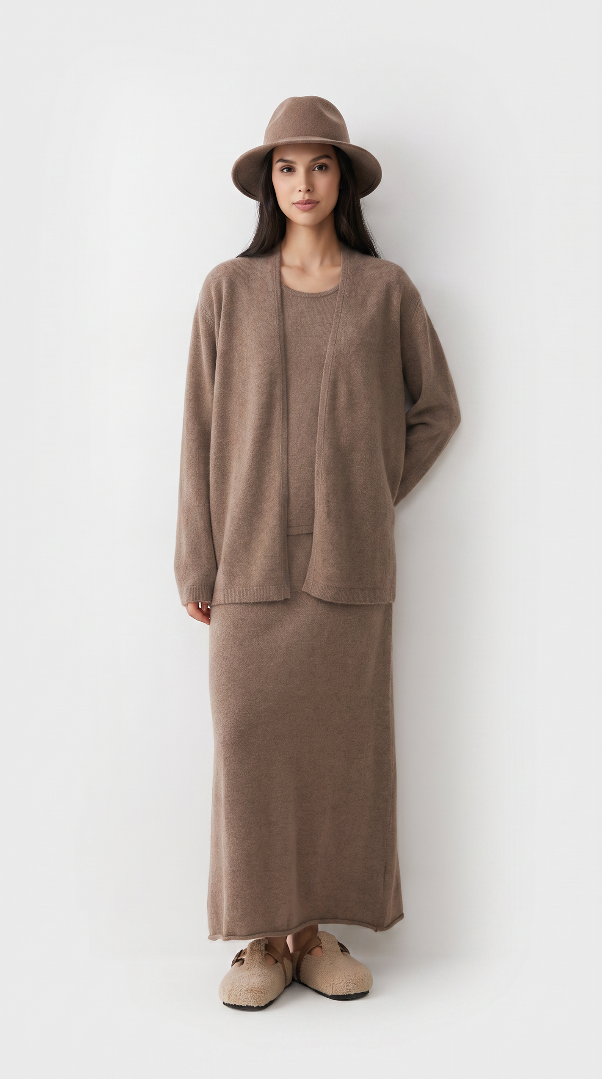 Casata – Fine Gauge Cashmere Knit Tank Top Brown