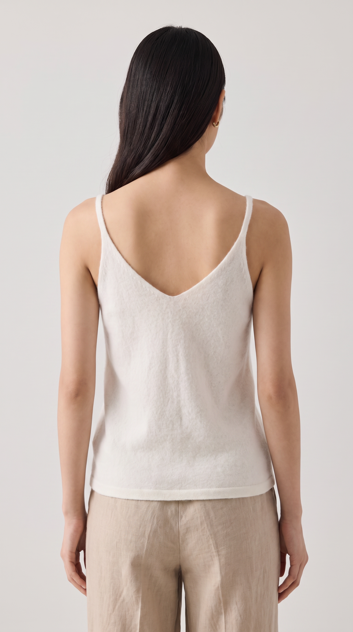 Vicenza – Dual V-Neck Fine-Knit Wool Tank Top White
