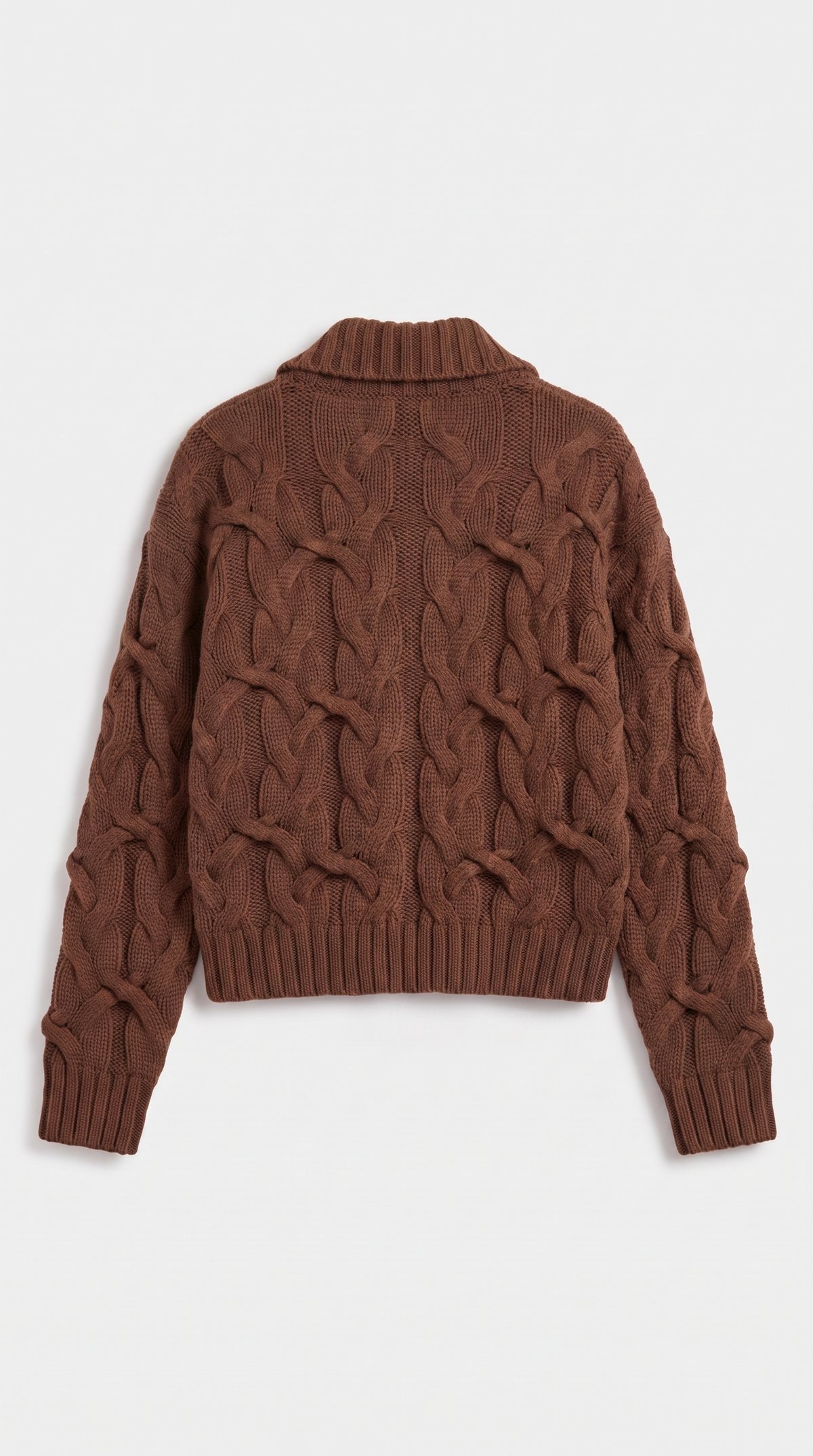 Dolce – Chunky Cable Knit Cashmere Zip Cardigan Brown