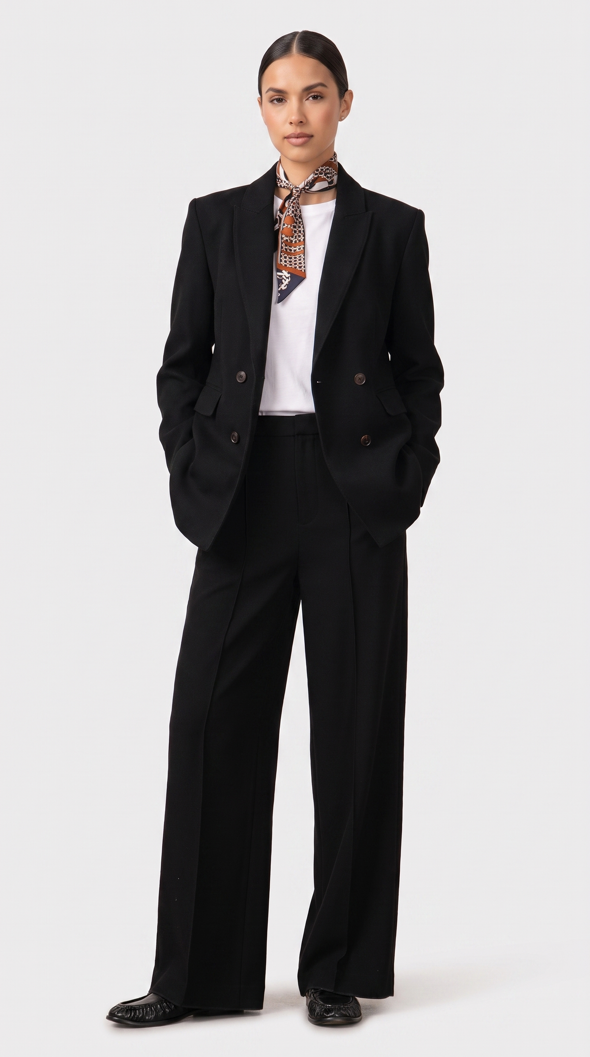 Segesta – Tailored Double Breasted Wool-Blend Blazer Black