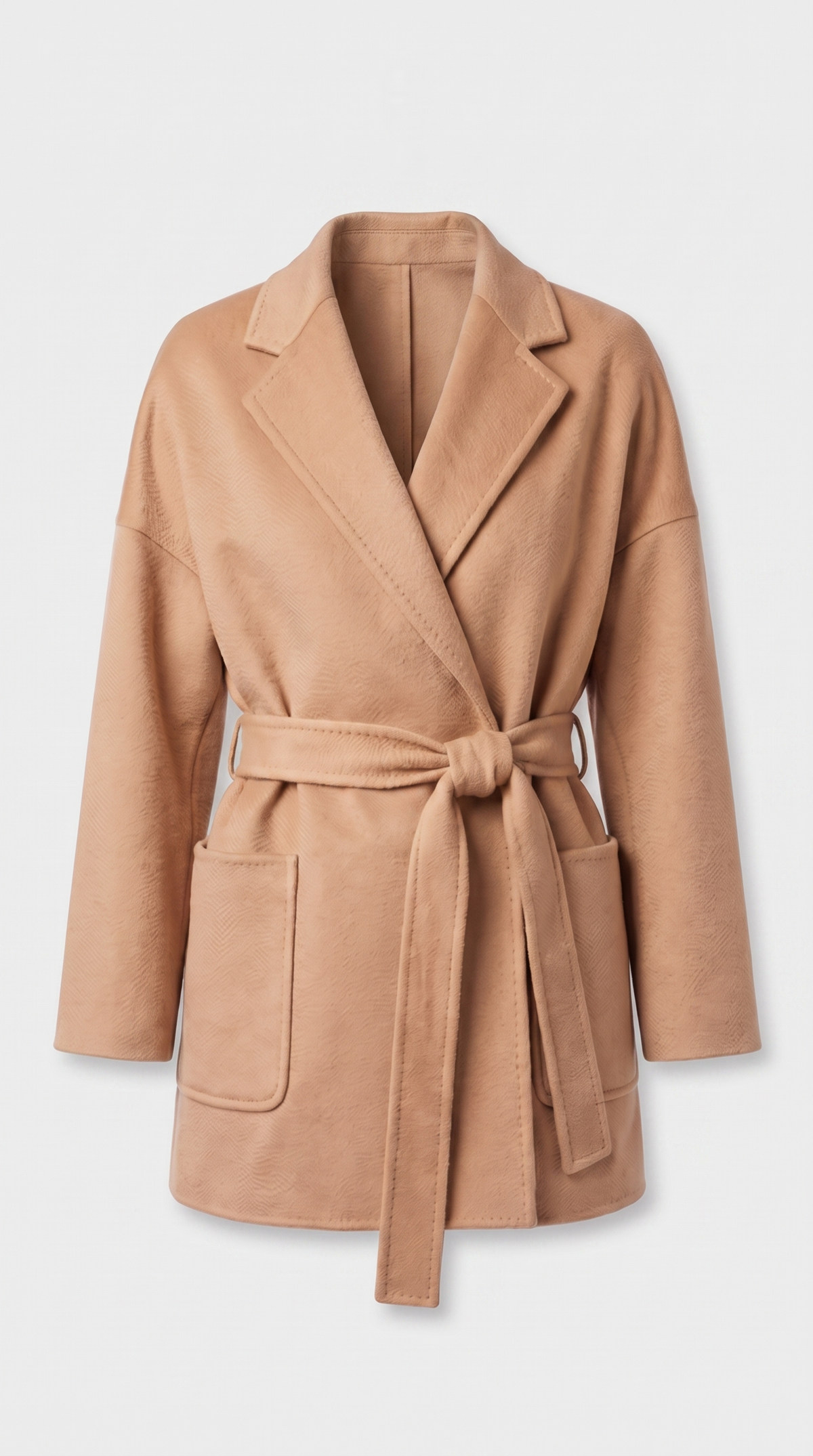 Ancona – Belted Short Wool Wrap Coat Beige