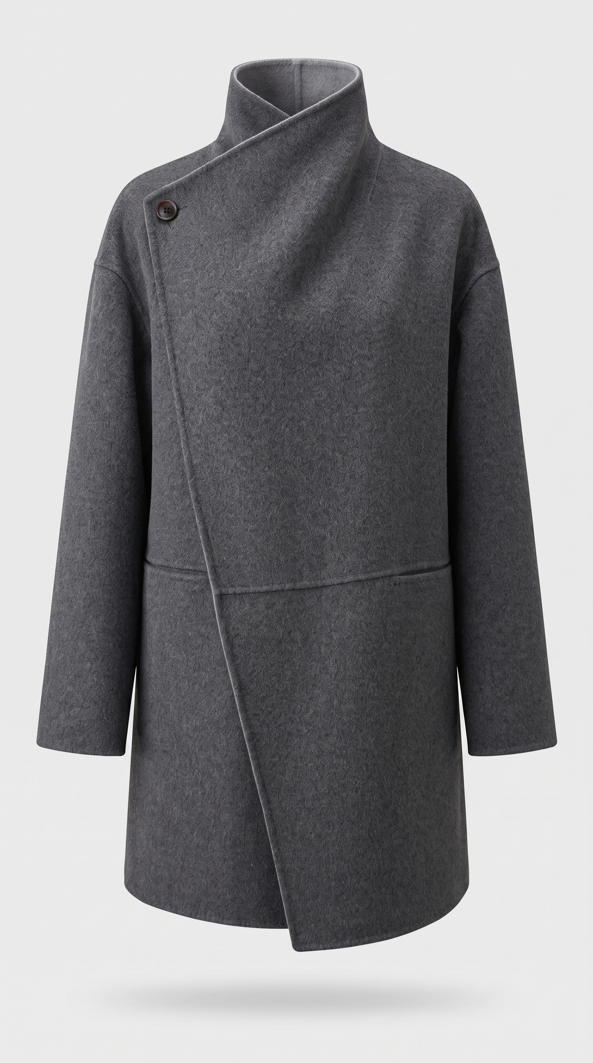 Palladio – Convertible Funnel Neck Cashmere & Silk Blend Wrap Coat Gray