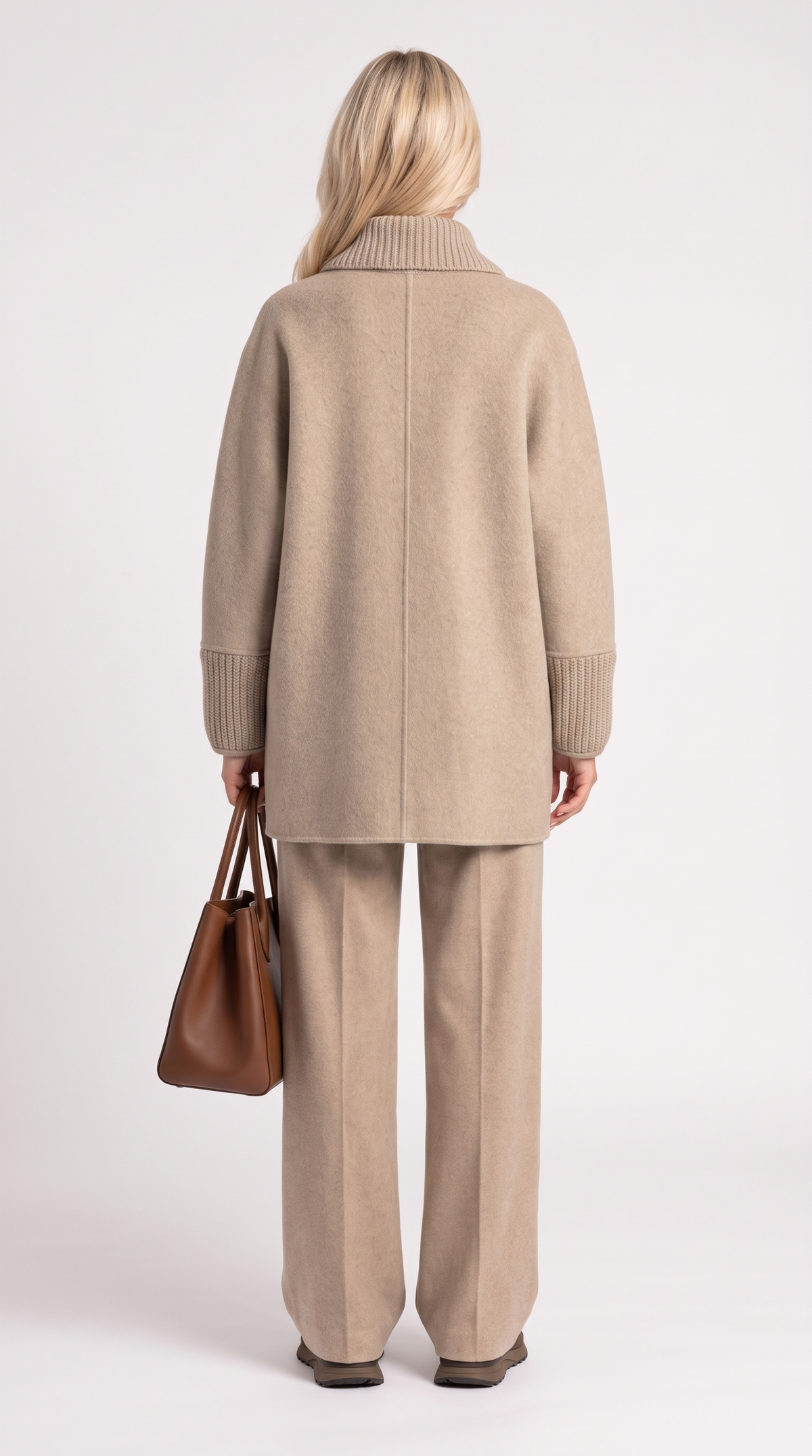 Seriss – Mink Fur Pocket Cashmere & Wool Blend Knit Sweater Beige