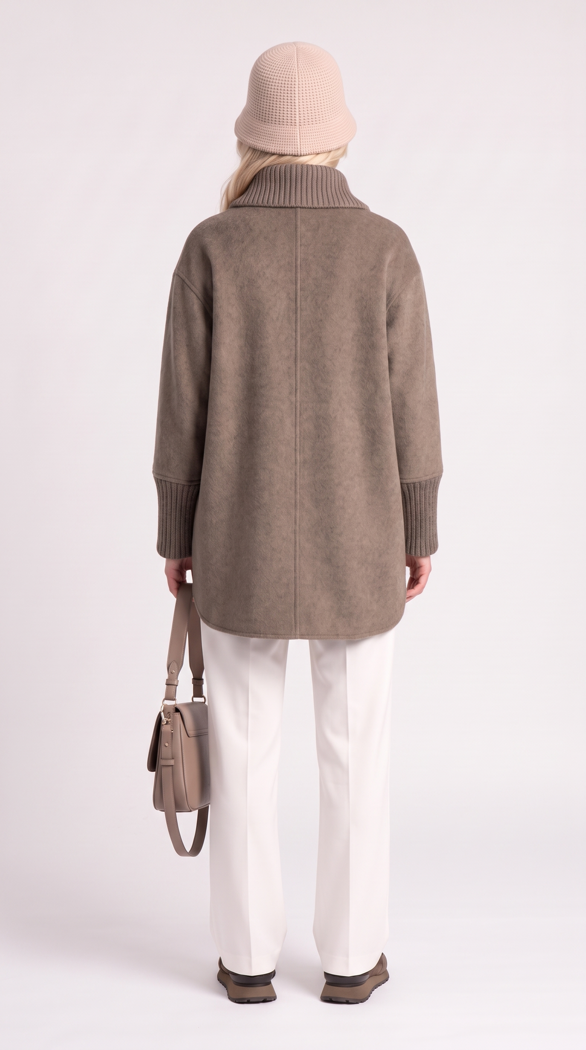 Seriss – Mink Fur Pocket Cashmere & Wool Blend Knit Sweater Brown