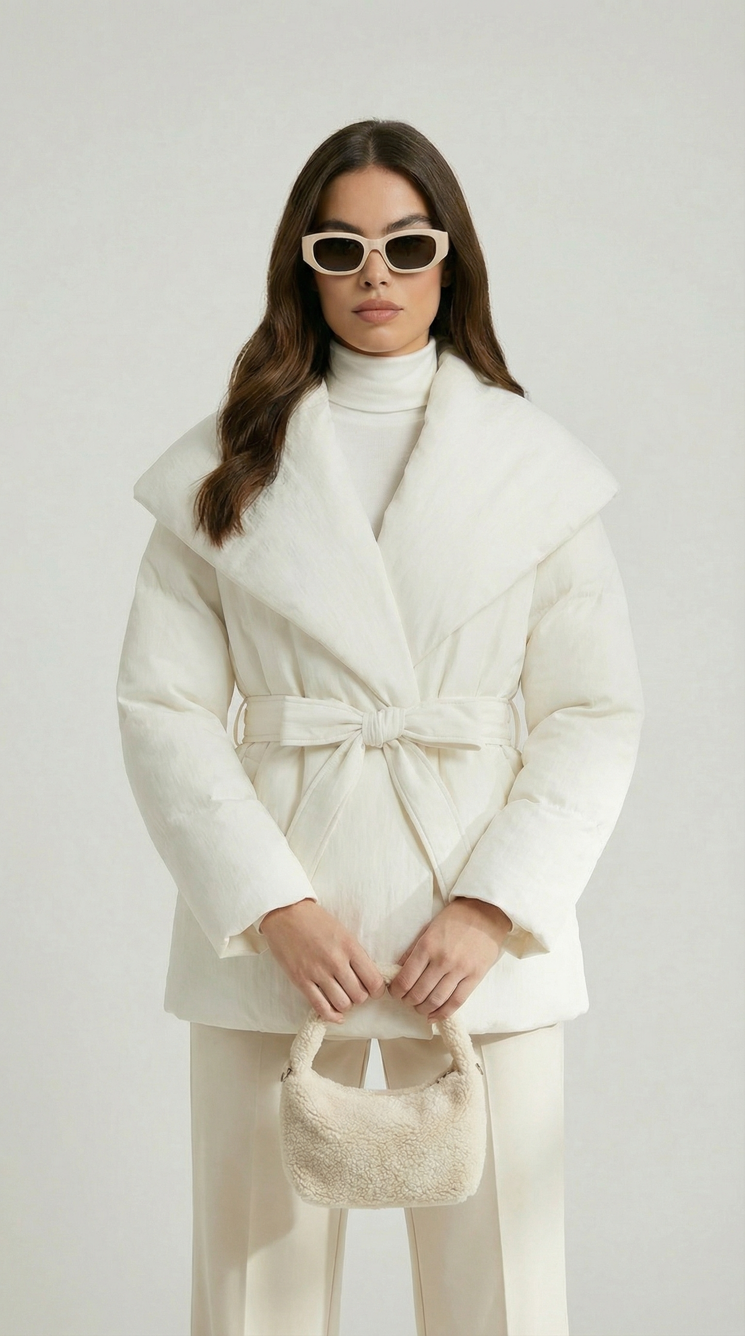 Caliss - Giacca con Colletto Oversize e Fiocco, Vita Slim con Lacci