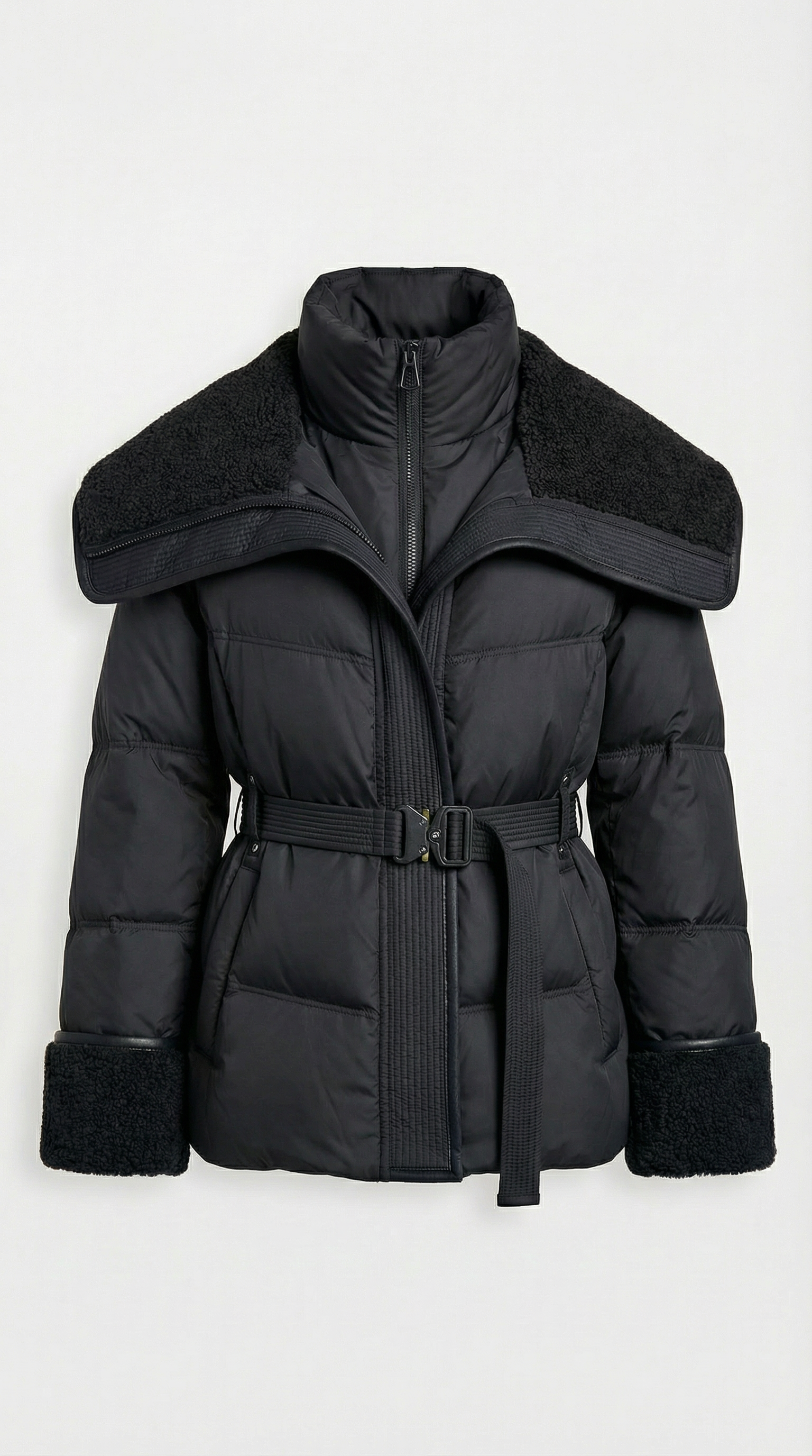 Kryos – Schicke Daunenjacke mit großem Kragen Schwarz